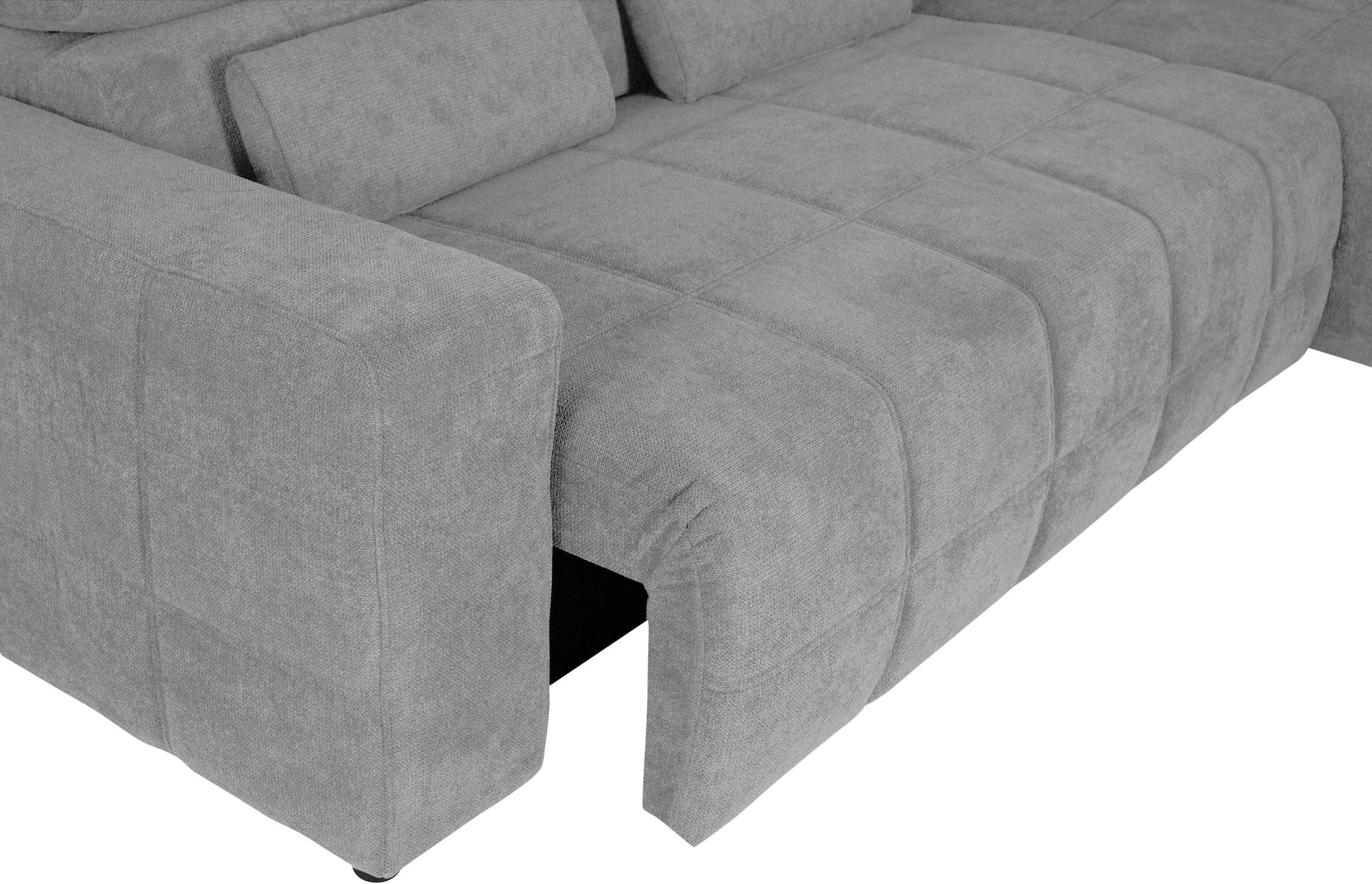 DOMO collection Ecksofa »Brandon L-Form, auch in Leder«, inklusive Kopfteilverstellung, wahlweise mit Sitztiefenverstellung