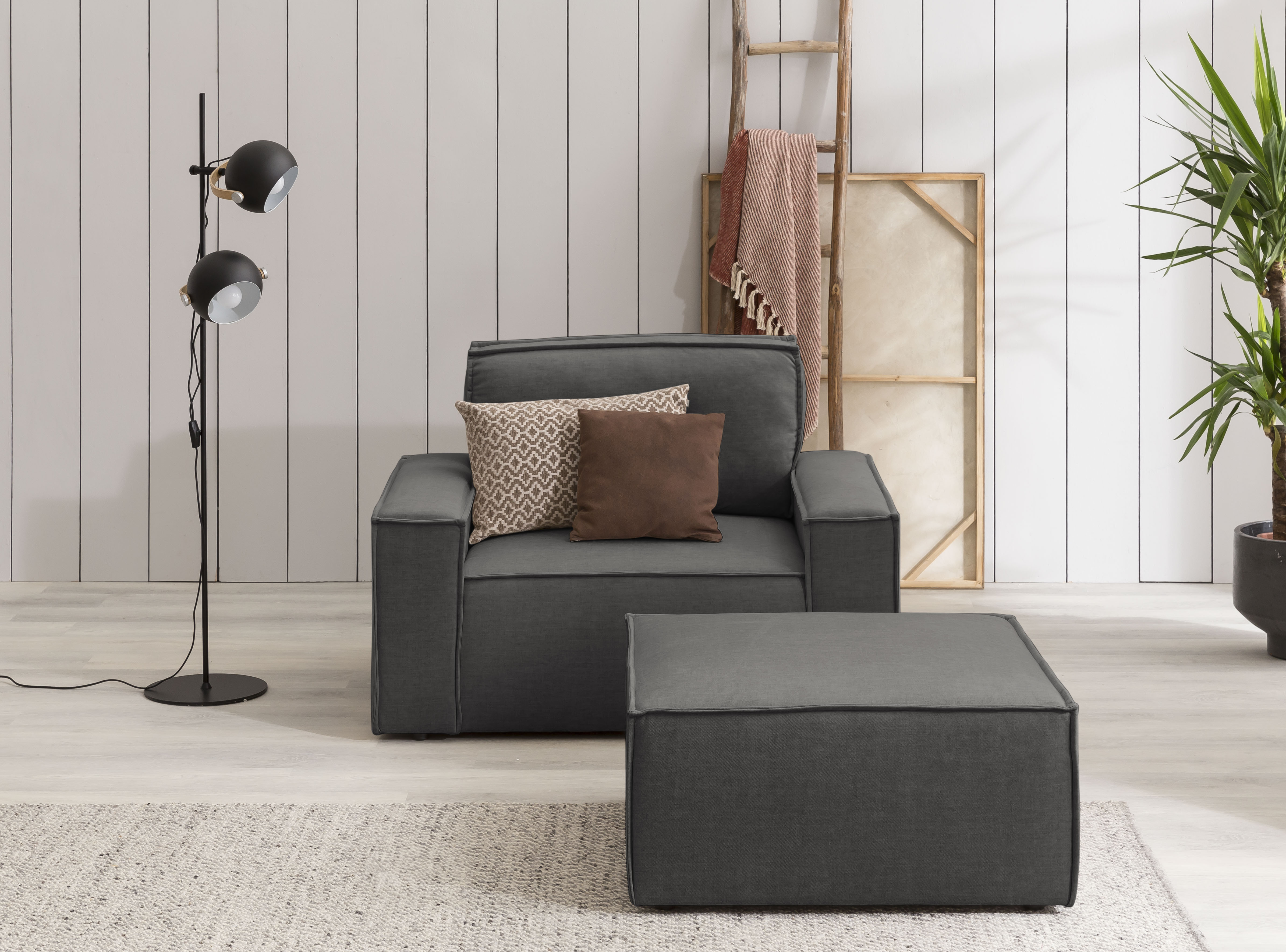 OTTO home Sessel "SHERWOOD Samtvelours Sessel-Set" Loveseat und Hocker im Set, passend zur Polster-Serie SHERWOOD