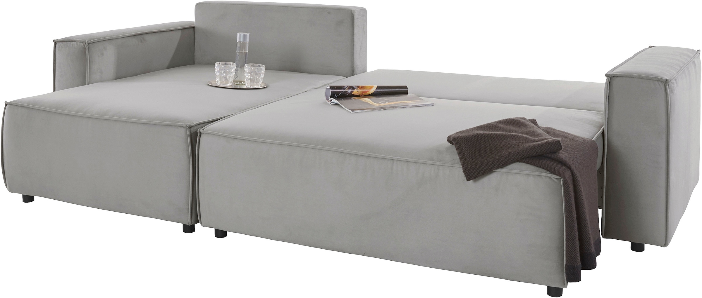 INOSIGN Ecksofa »Marva L-Form«, incl. Bettfunktion und Bettkasten, Federkern