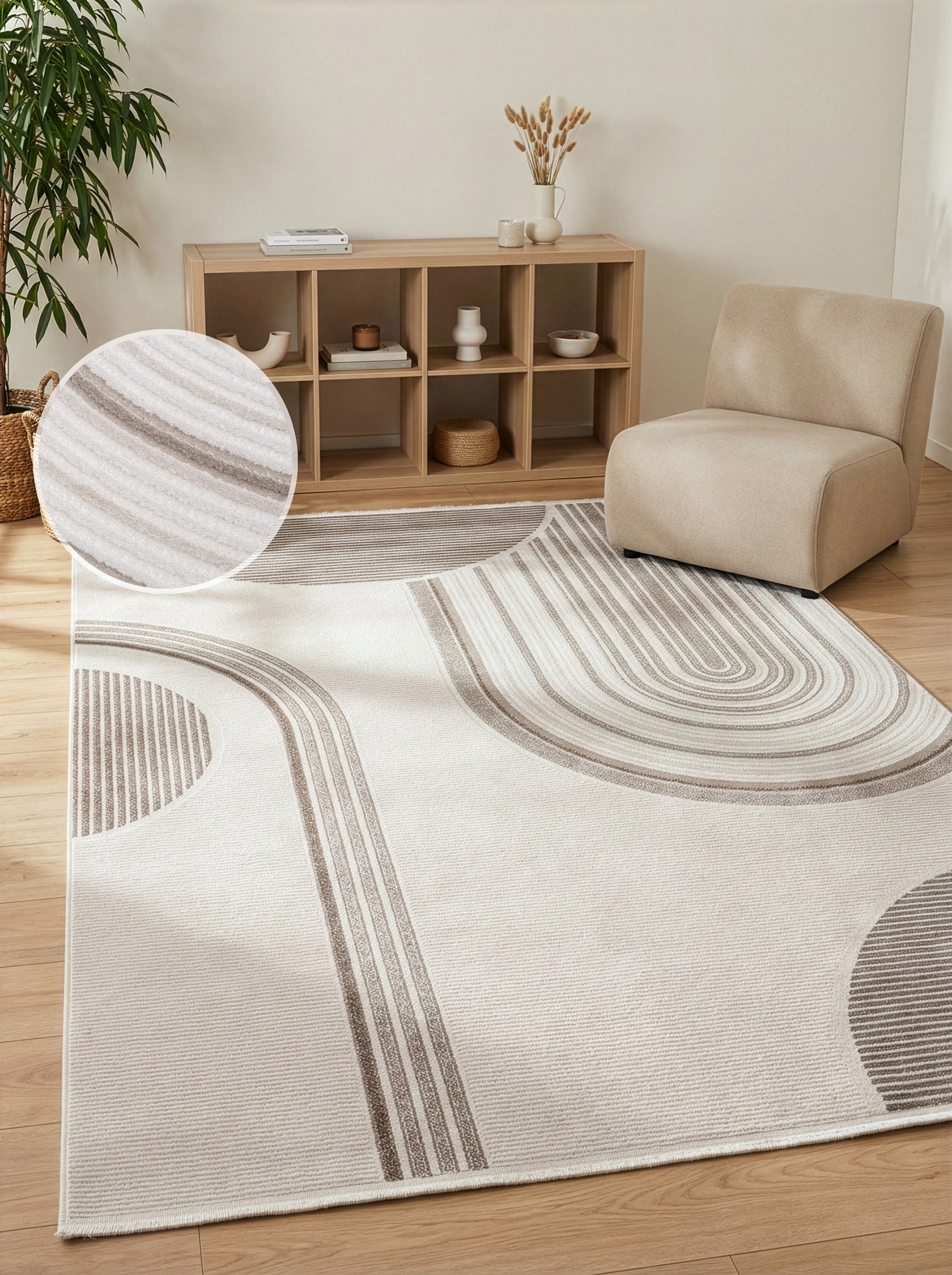 Calvin Klein home Teppich "Glow, mit Fransen, Designerteppich" rechteckig 8 mm Höhe Hoch-Tief, 3D Optik, skandinavischer Stil, Wohnzimmer, Schlafzimmer