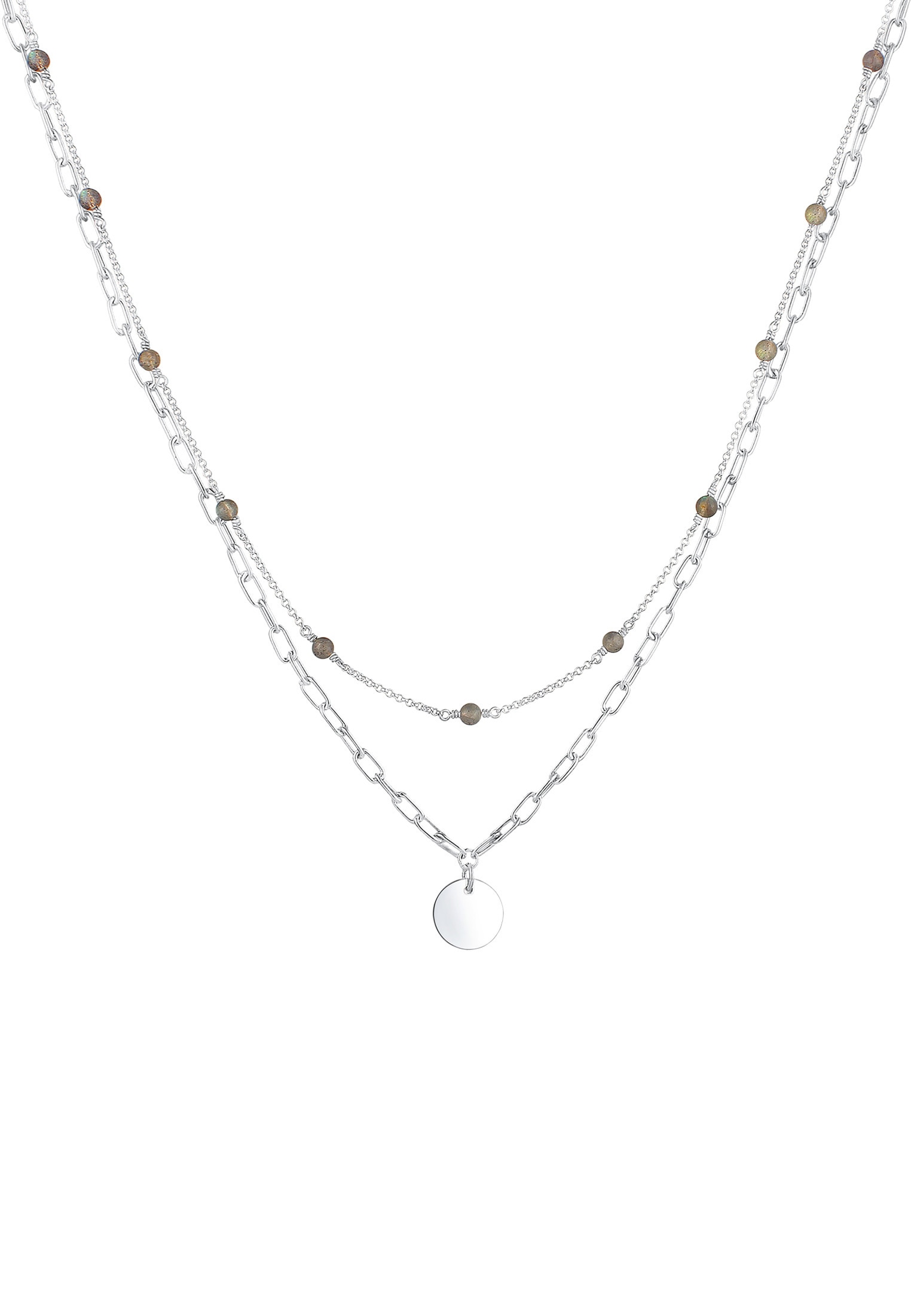 Elli Premium Collierkettchen »Layer Gliederkette Labradorit 925 Sterling Silber«