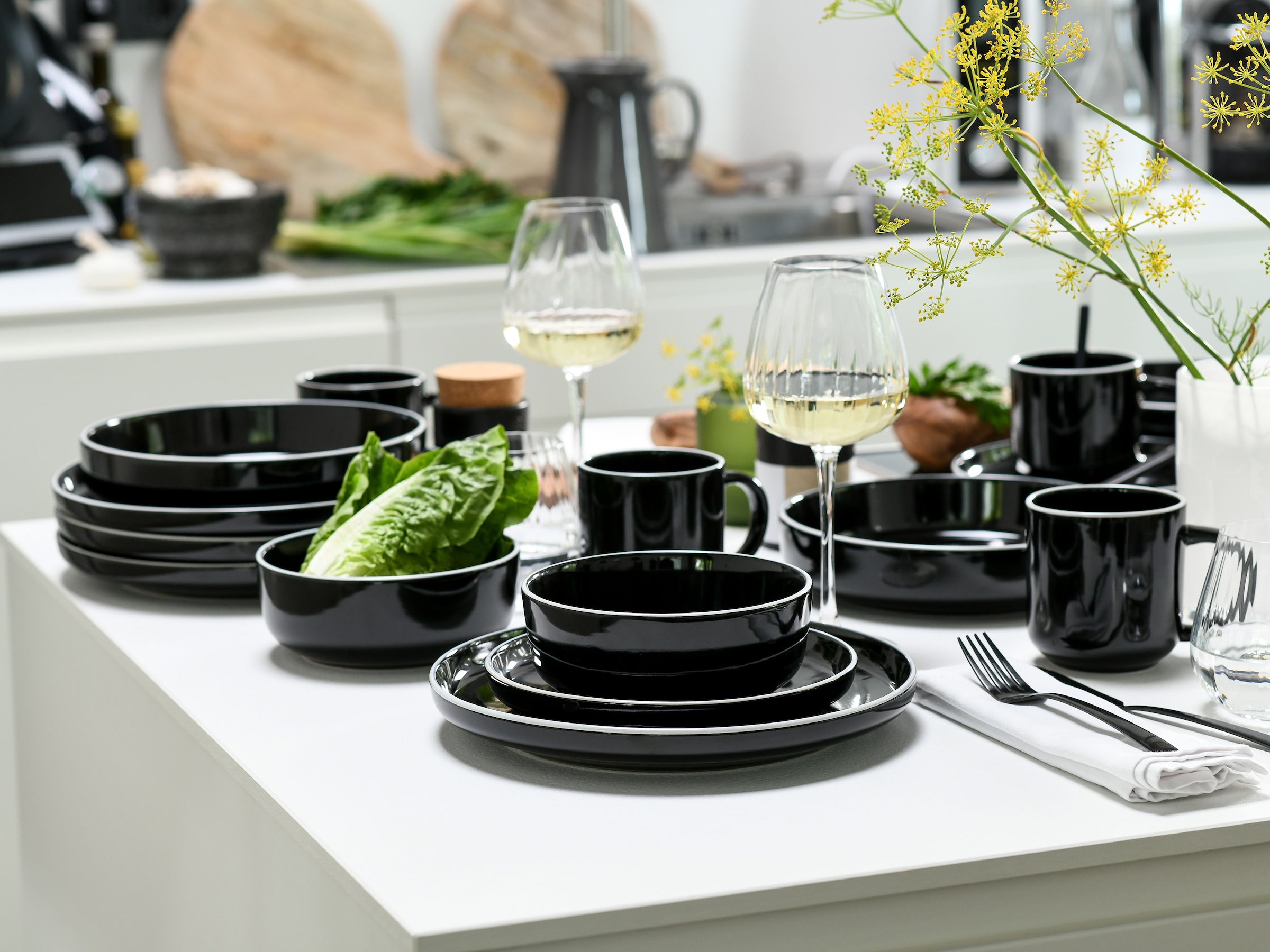 CreaTable Kombiservice »Nordic Gourmet, Service 16-tlg.« Minimalistisches Design, Glänzende Glasur, Nordische Ästhetik