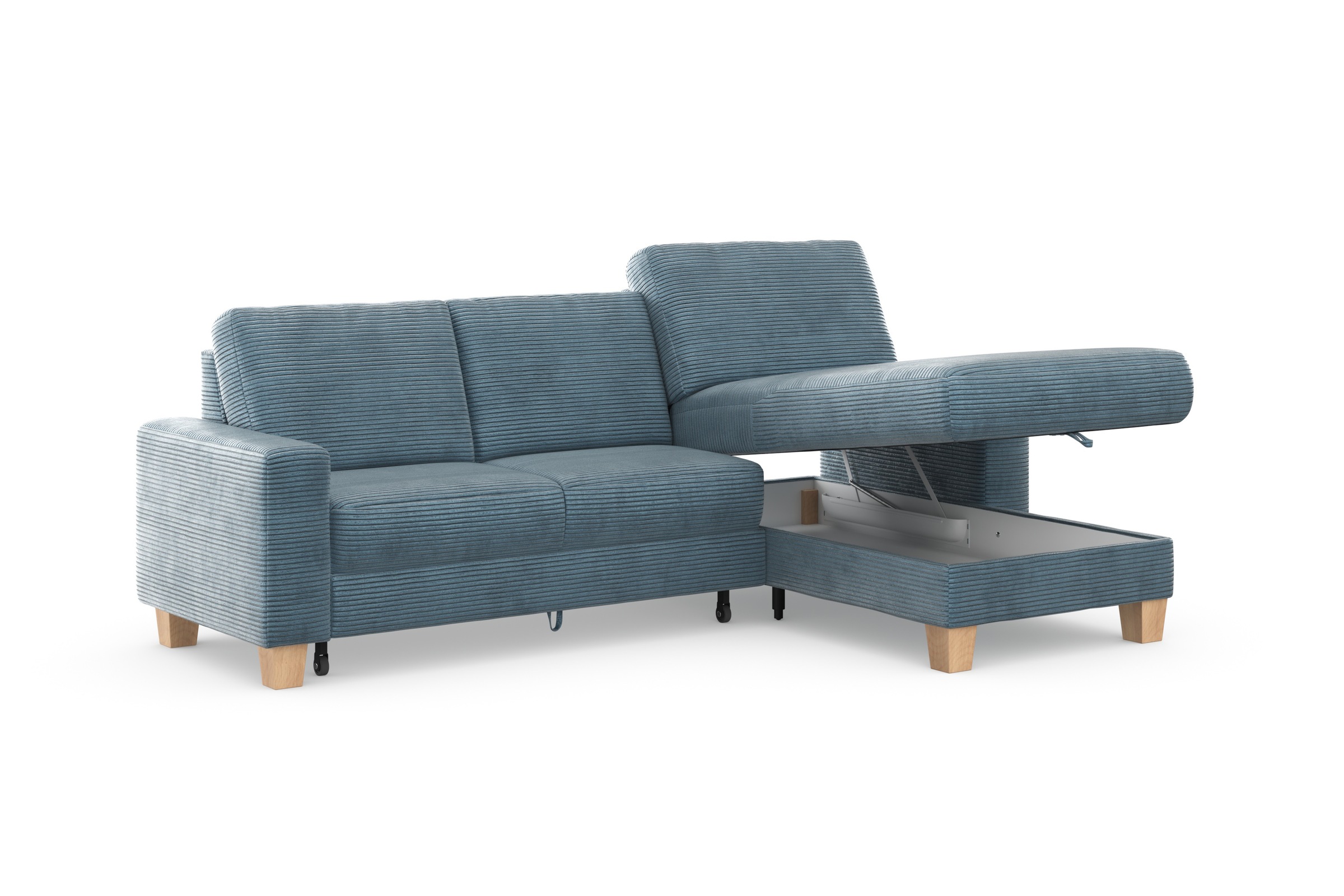 Home affaire Ecksofa »Summer L-Form«, mit Recamiere, mit oder ohne Bettfunktion und Bettkasten, Cord-Bezug