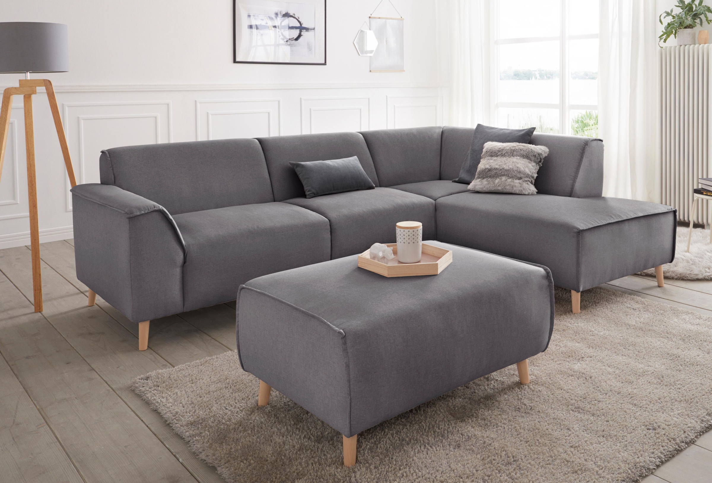 Ecksofa »Janek L-Form«, mit Federkern und Keder in scandinavischem Design