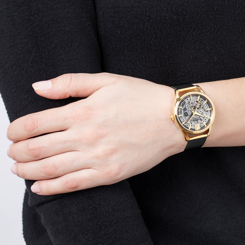 Festina Automatikuhr »Automatik«, Armbanduhr, Damenuhr, mechanische Uhr, Edelstahlarmband