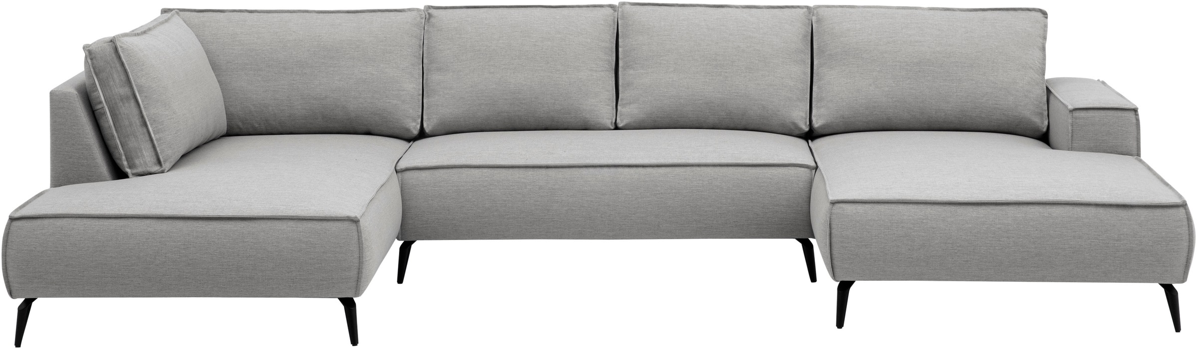 OTTO home Wohnlandschaft »TVINNU Leinenoptik, 354 cm« Recamiere rechts/links, schwarze Metallfüße, bequeme Sitz-/Liegefläche