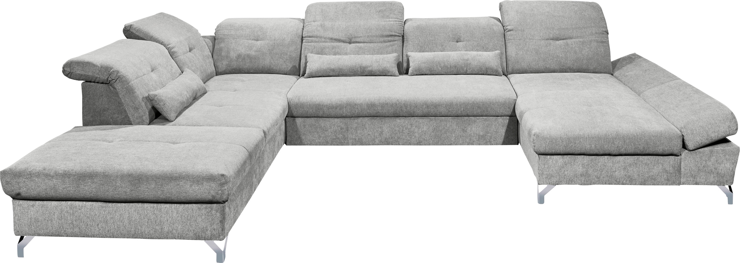 ED EXCITING DESIGN Wohnlandschaft »Melfi U-Form mit Bettfunktion, Bettkasten«, Arm- & Kopfteilverstellung & 3 Nierenkissen