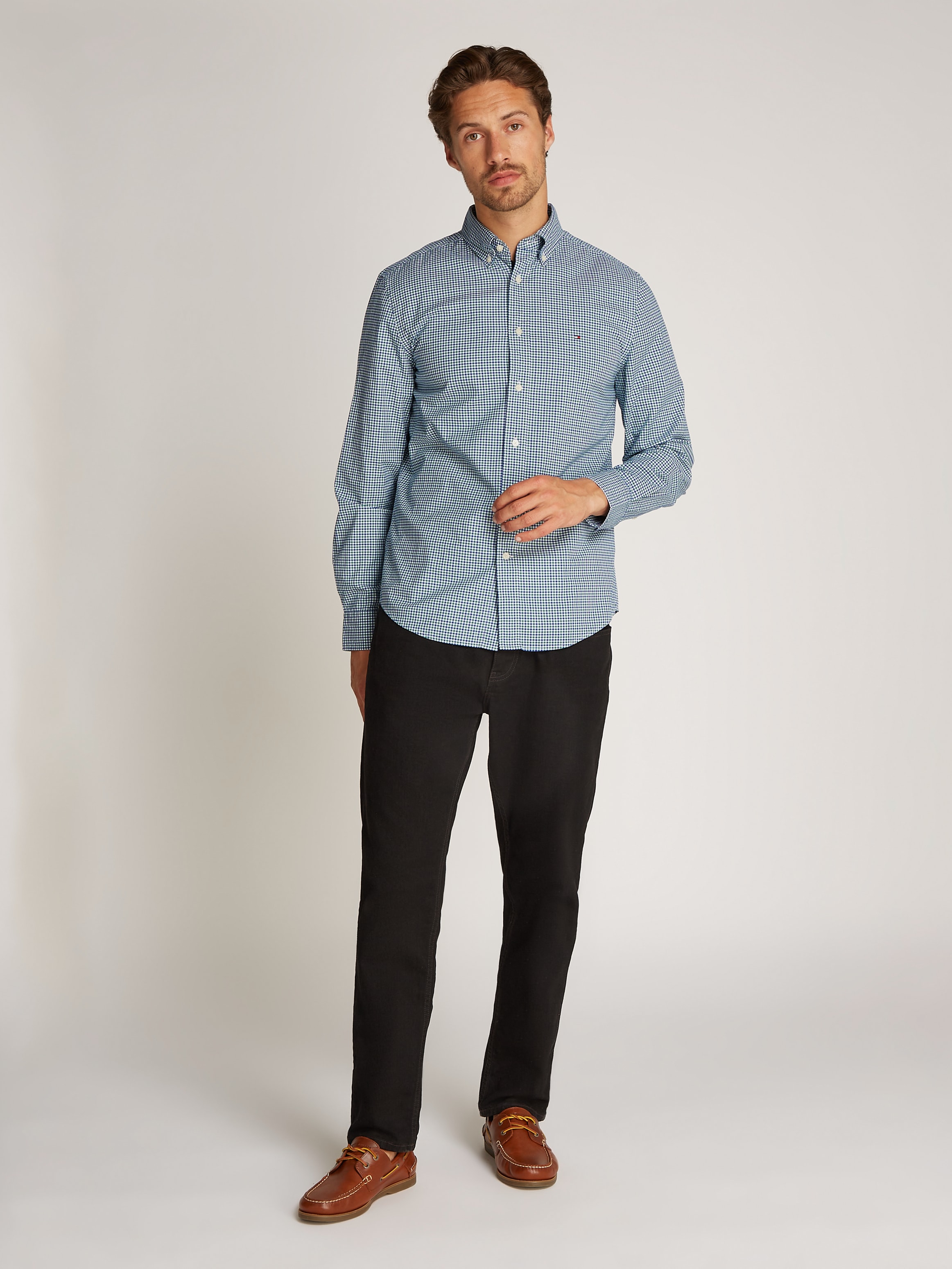 Tommy Hilfiger Businesshemd »FLEX POPLIN GINGHAM RF SHIRT«, mit Karomuster