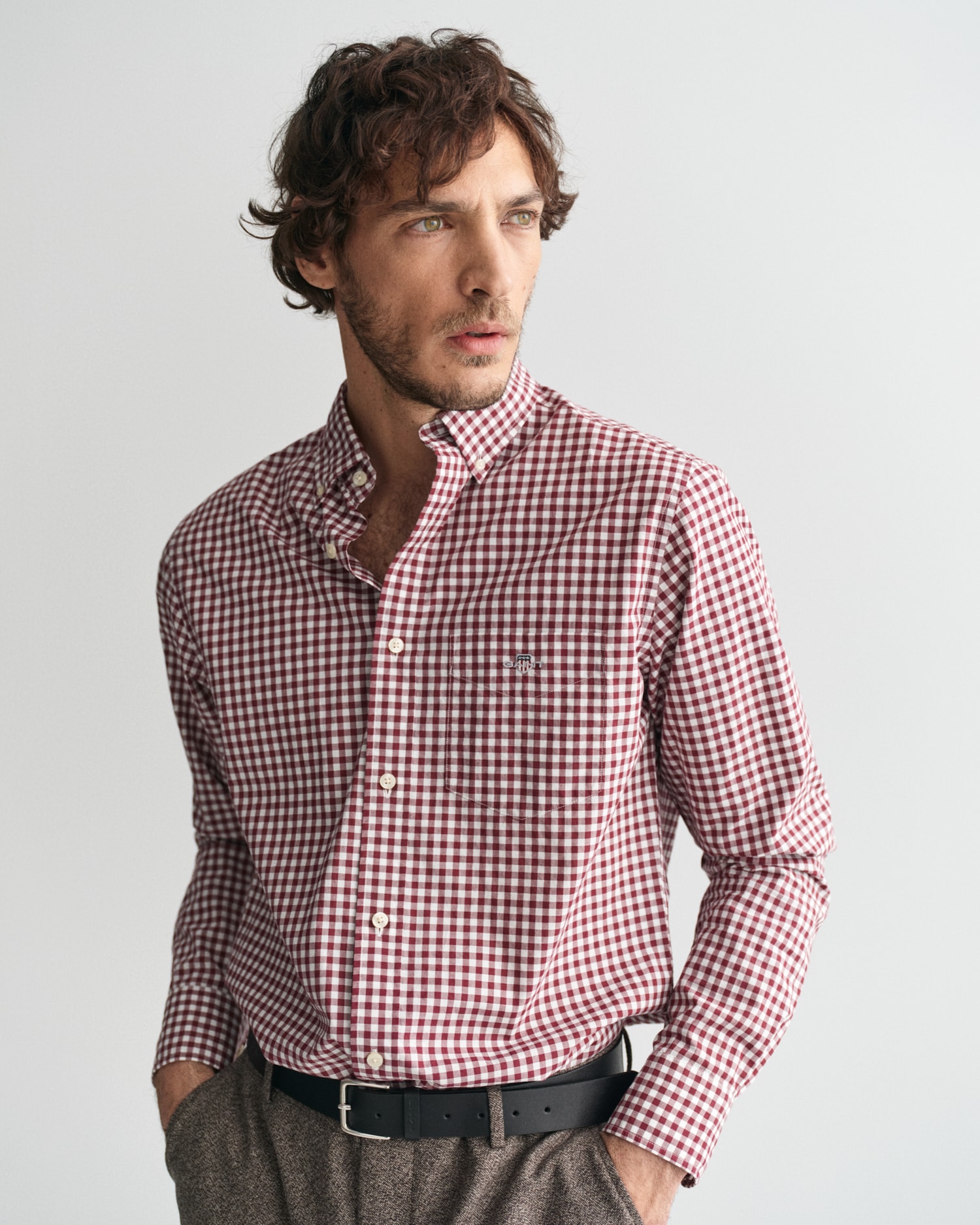 Gant Langarmhemd "REG POPLIN GINGHAM SHIRT", mit Logostickerei auf der Brus günstig online kaufen