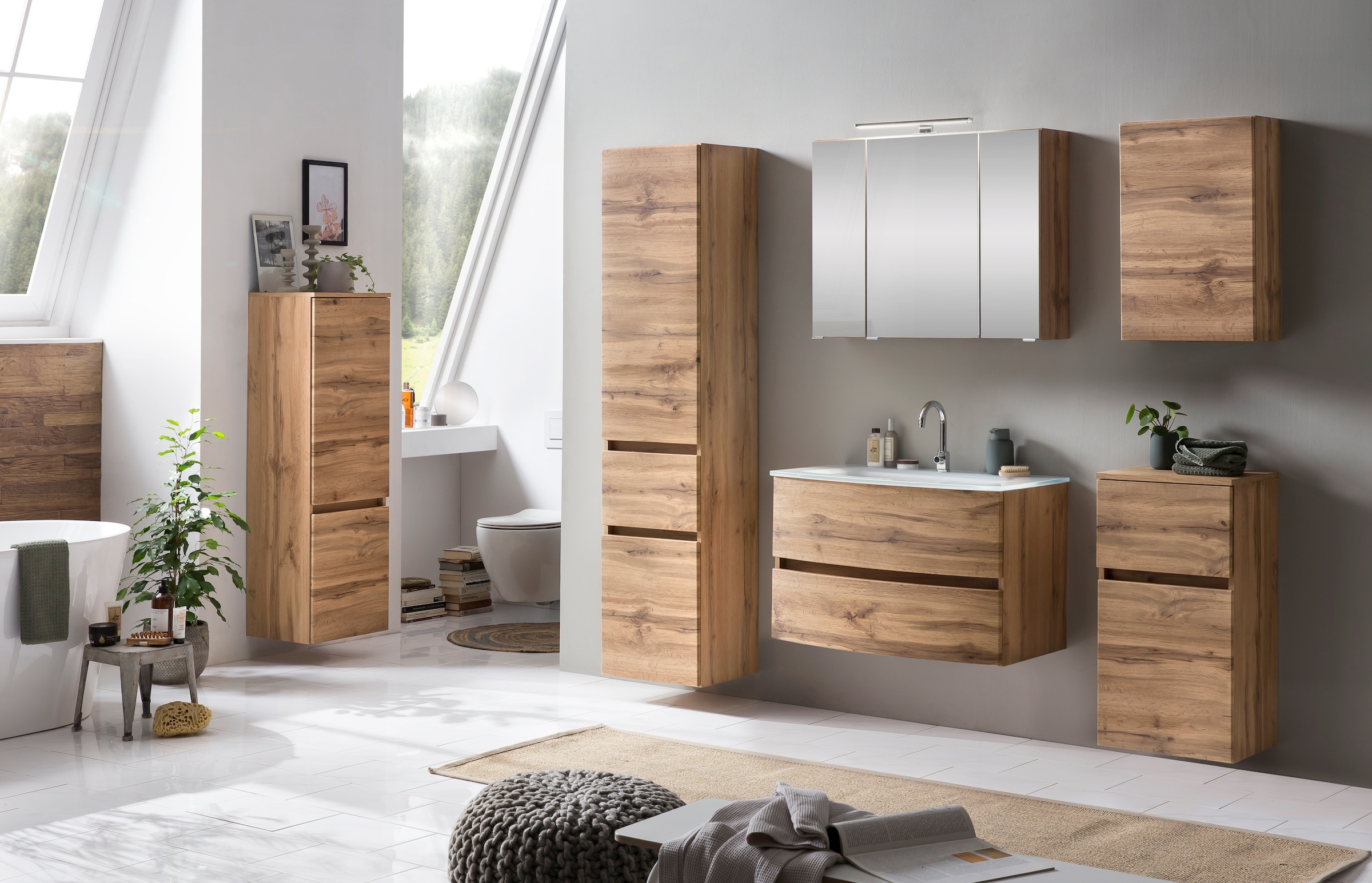 welltime Seitenschrank »Kaunas«, 40 cm breit, mit Schubkasten, Soft-Close-Funktion