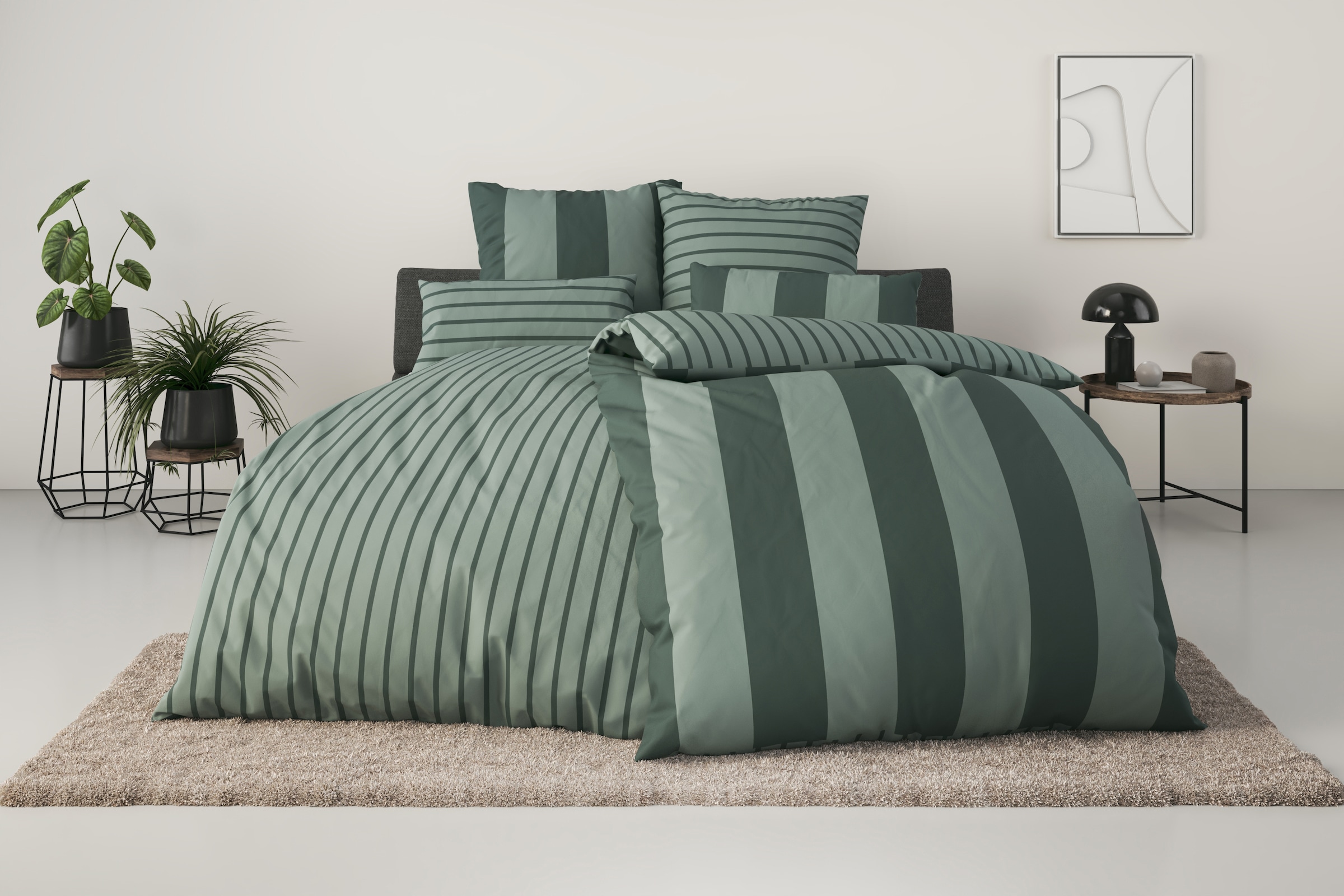 OTTO home Wendebettwäsche "Sari in verschiedenen Qualitäten" 2 ab Gr. 135x200 cm, Wendedesign, moderne Bettwäsche mit Streifen