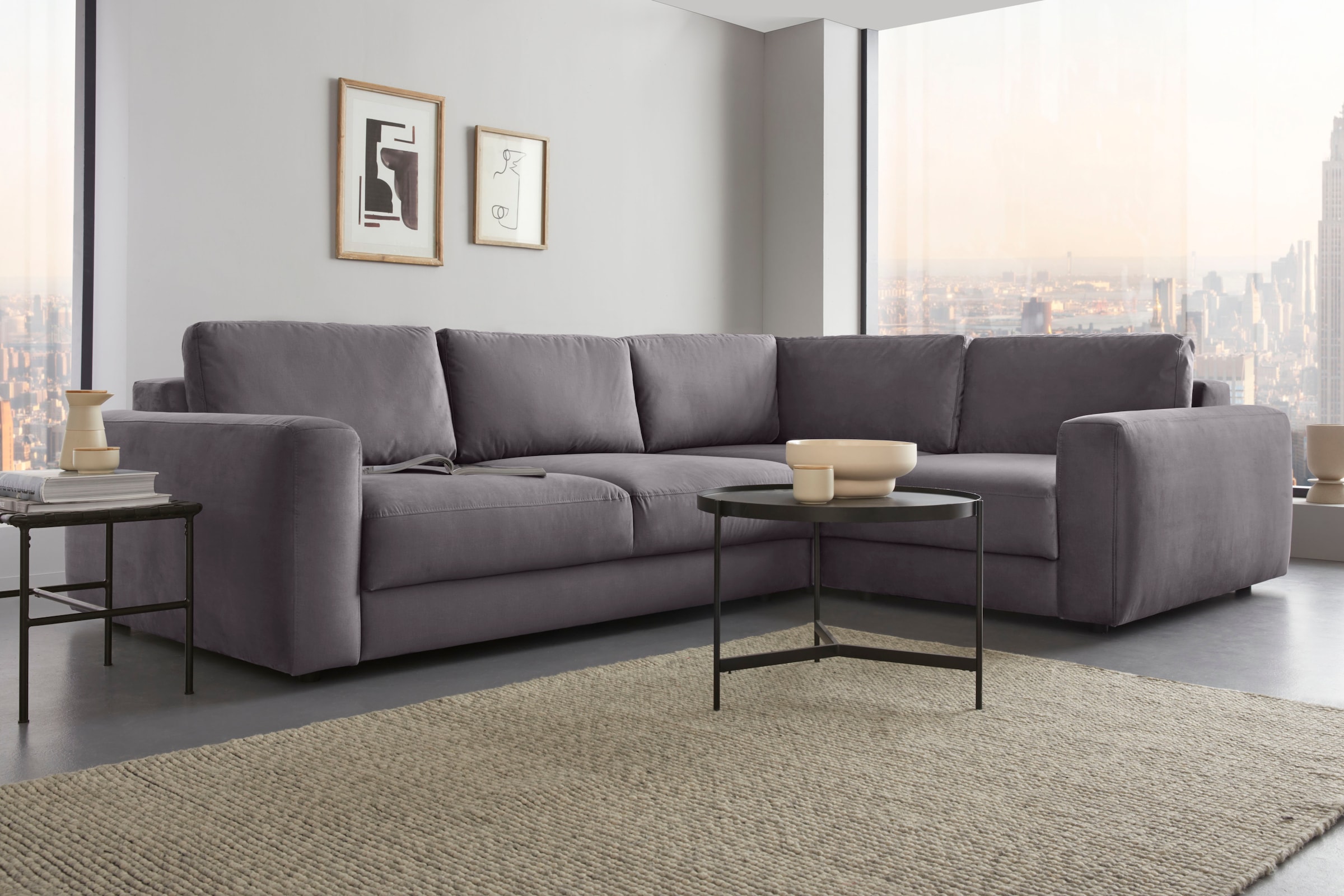 Home affaire Ecksofa "Bloomfield, Mega Polsterecke, Breite 289cm, viel Platz, L-Form" In verschiedenen Größen