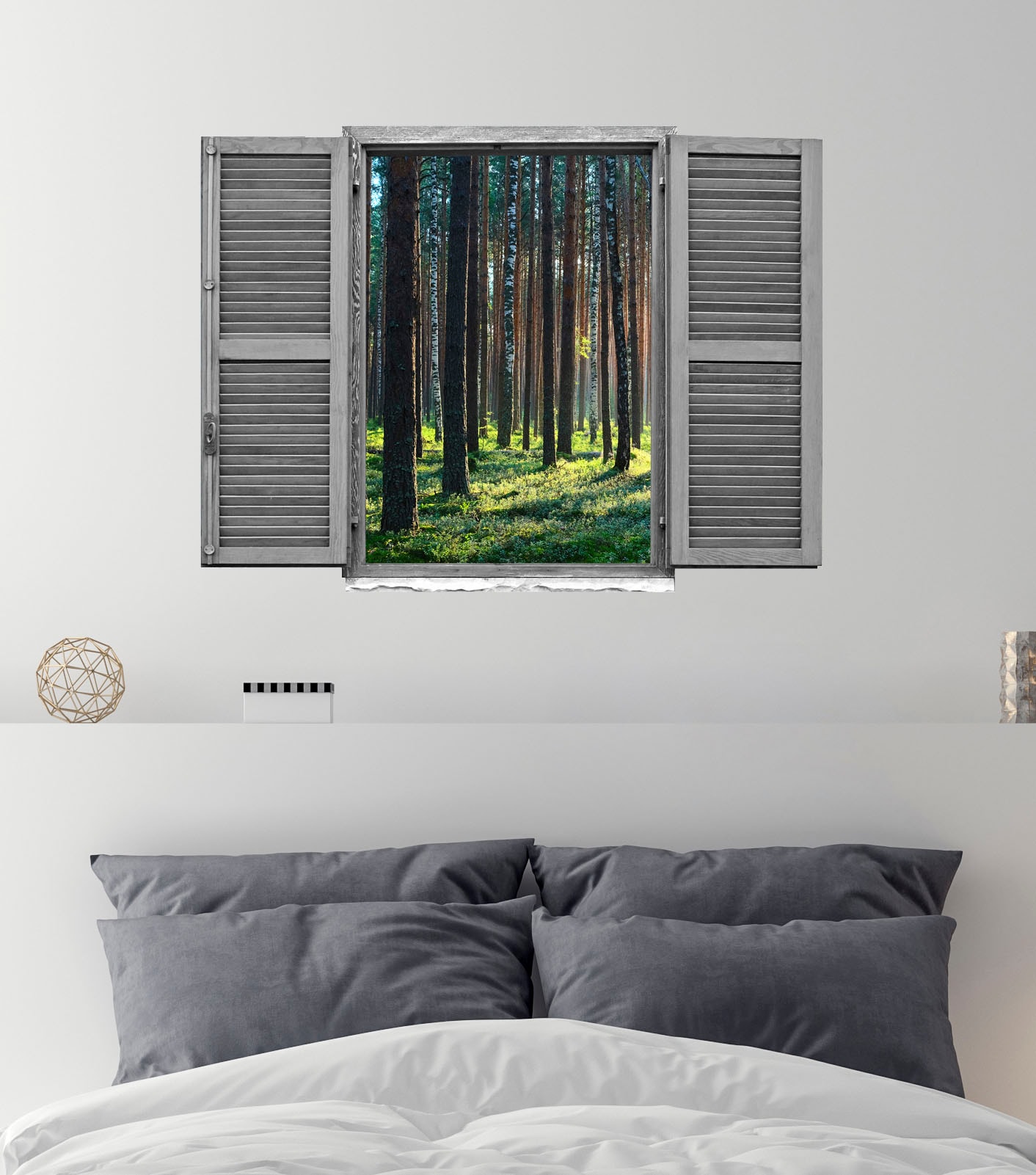queence Wandtattoo »Wald«, (1 St.), Wandsticker, Wandbild, selbstklebend, 3D, Fenster