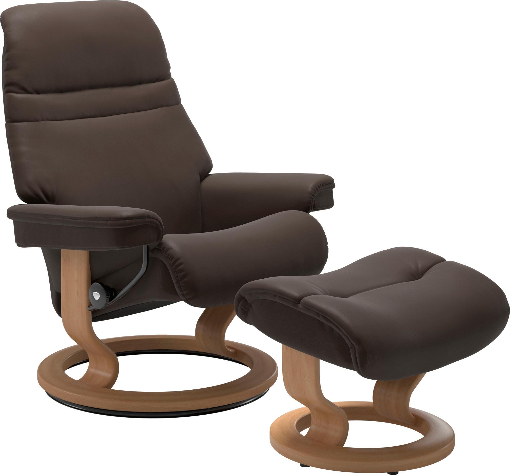 Stressless® Relaxsessel »Sunrise«, (Set, Relaxsessel mit Hocker), mit Classic Base, Größe S, Gestell Eiche