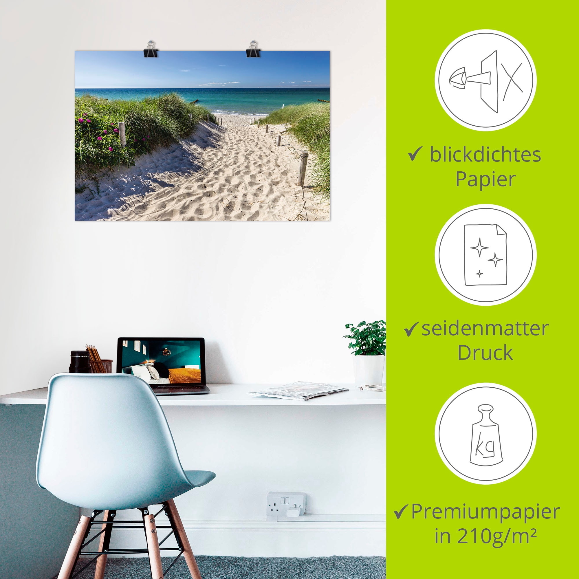 Artland Wandbild »Weg zum Strand an der Ostsee«, Strandbilder, (1 St.), als Alubild, Outdoorbild, Leinwandbild, Poster, Wandaufkleber