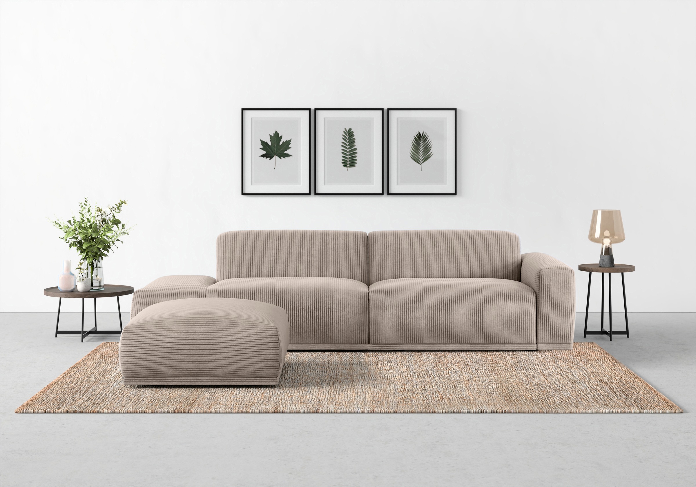 TRENDMANUFAKTUR Big-Sofa »Braga, mit hochwertigem Kaltschaum, Megasofa, in Cord erhältlich«, modernes Big-Sofa, Couch mit hohem Sitzkomfort, 277/72/107 cm (B/H/T)