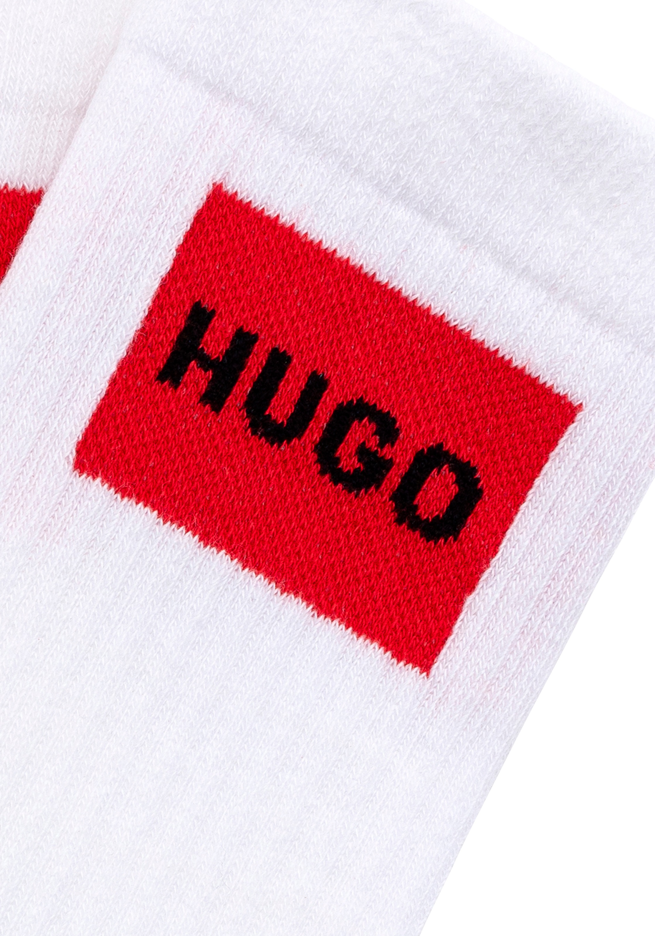 HUGO Underwear Freizeitsocken »2P QS RIB LABEL CC«, (Packung, 2 Paar, 2er), mit kontrastfarbenem HUGO Logo