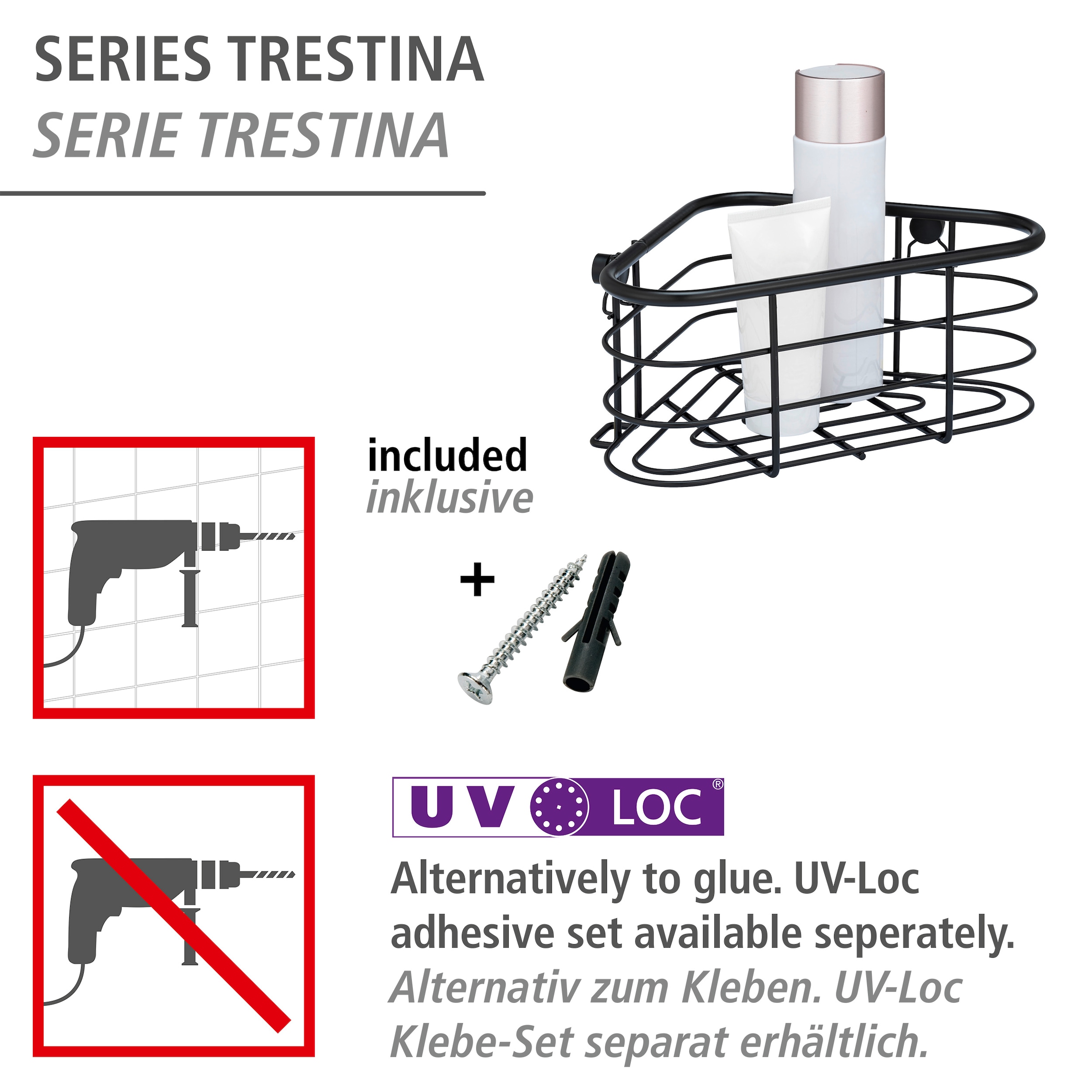 WENKO Badregal »Trestina«, Eckablage, aus Edelstahl