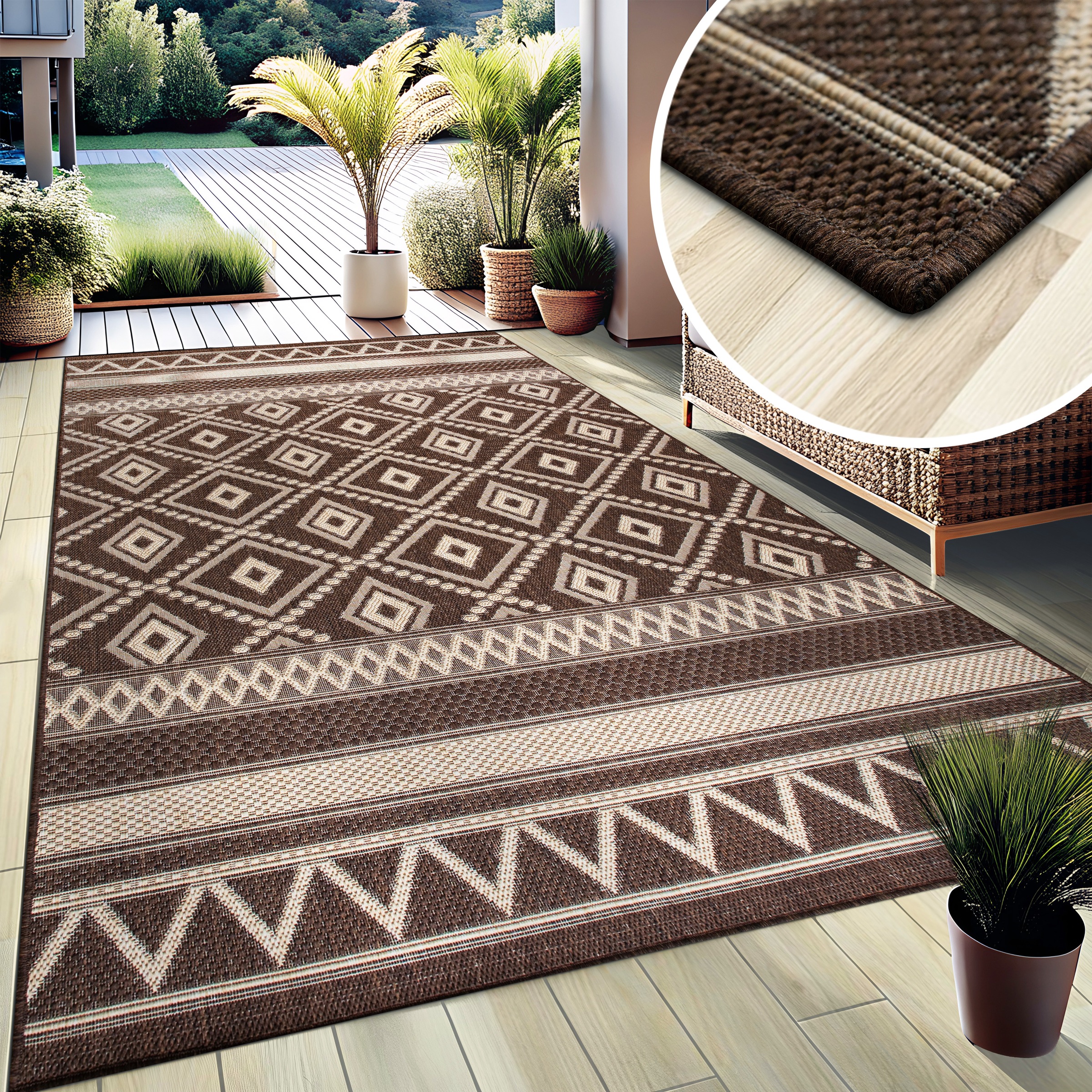my home Teppich »Toronto auch als Läufer erhältlich«, rechteckig, 3 mm Höhe, In- und Outdoor geeignet, Sisal-Optik, Wetterfest & UV-beständig, Boho