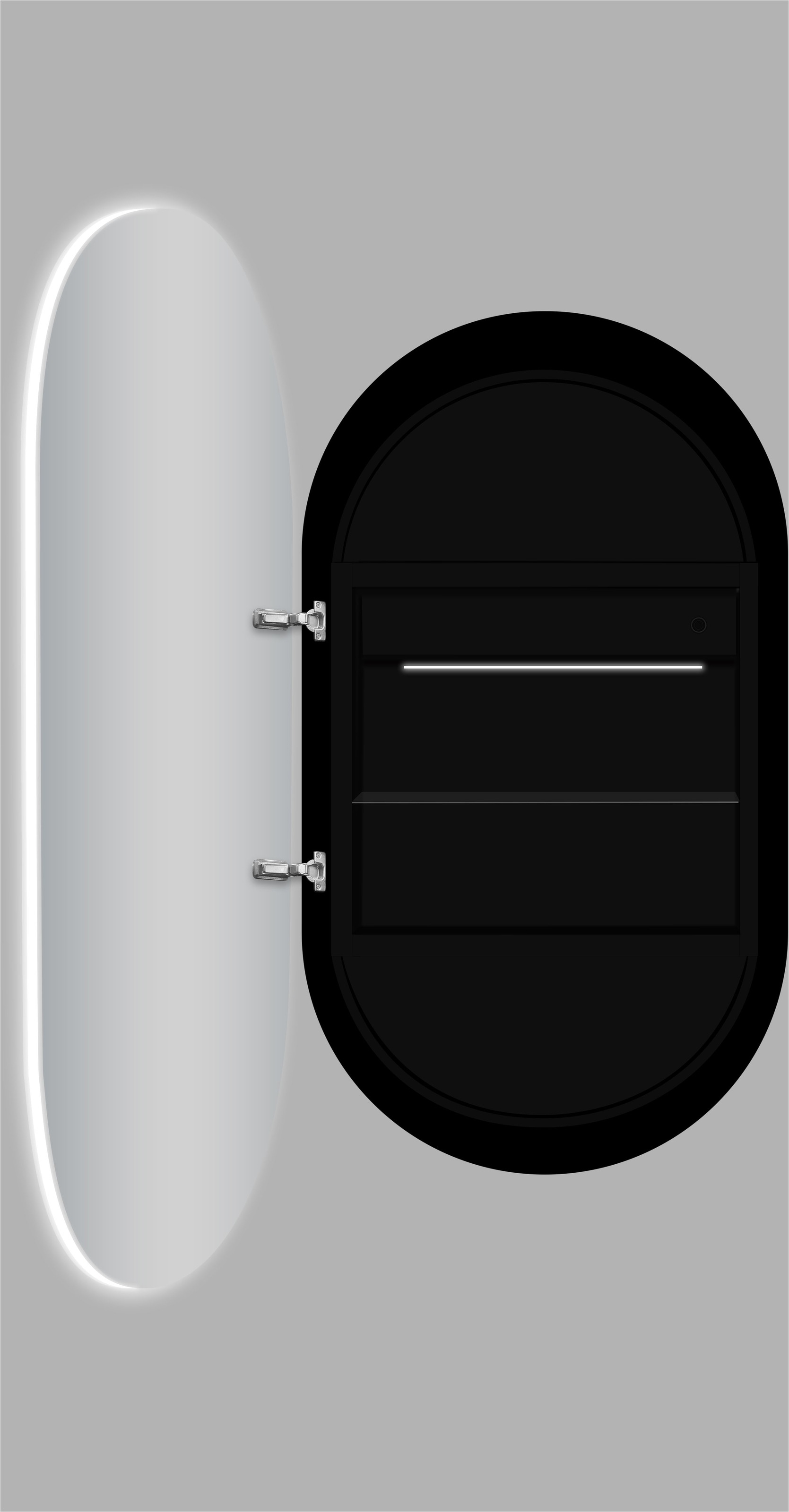 Talos Badezimmerspiegelschrank »Talos Oval Vento«, austauschbare LED-Beleuchtung, 45x80 cm schwarz