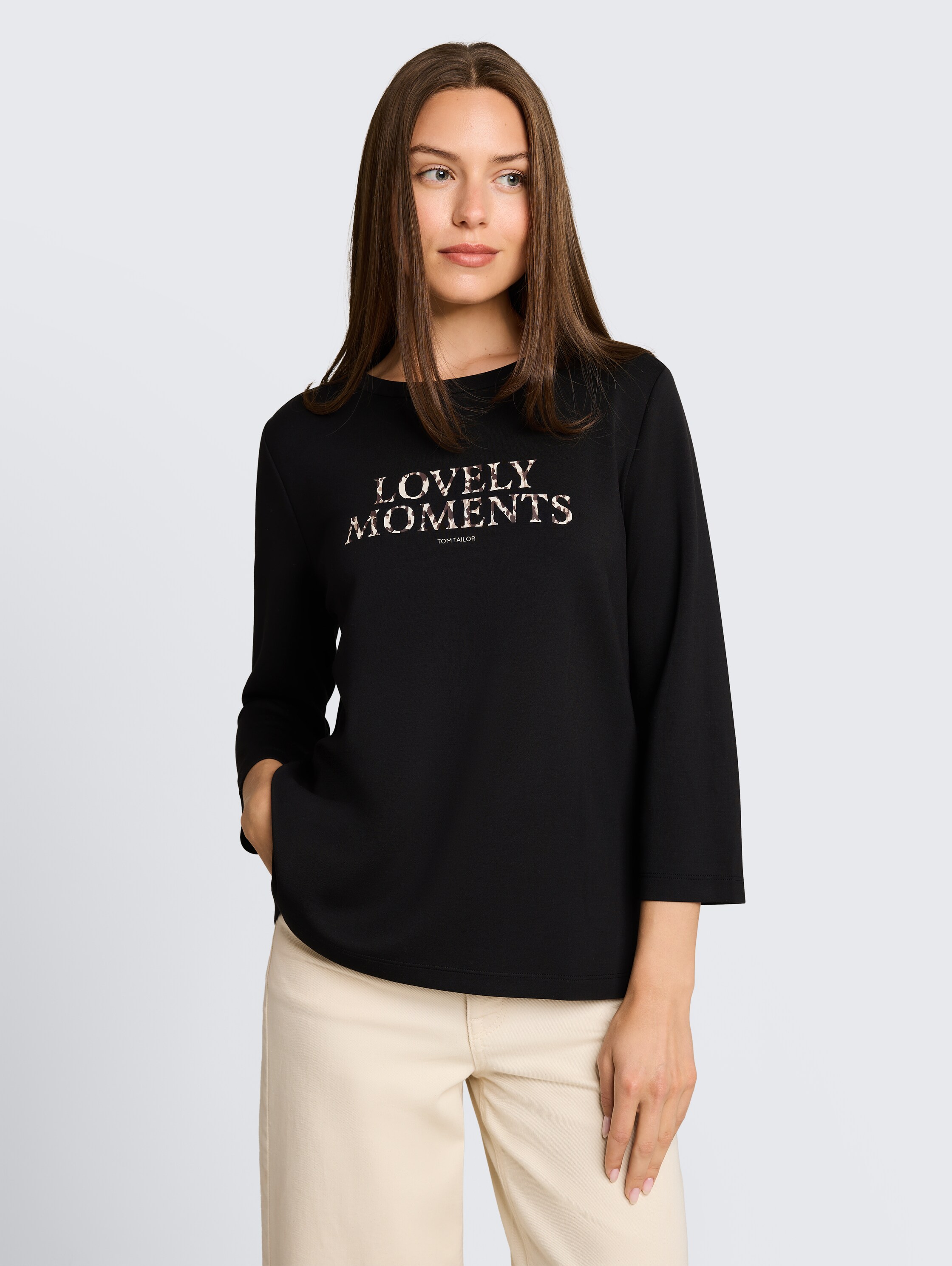 TOM TAILOR 3/4-Arm-Shirt "Loose" Somemrshirt mit Letter-Print