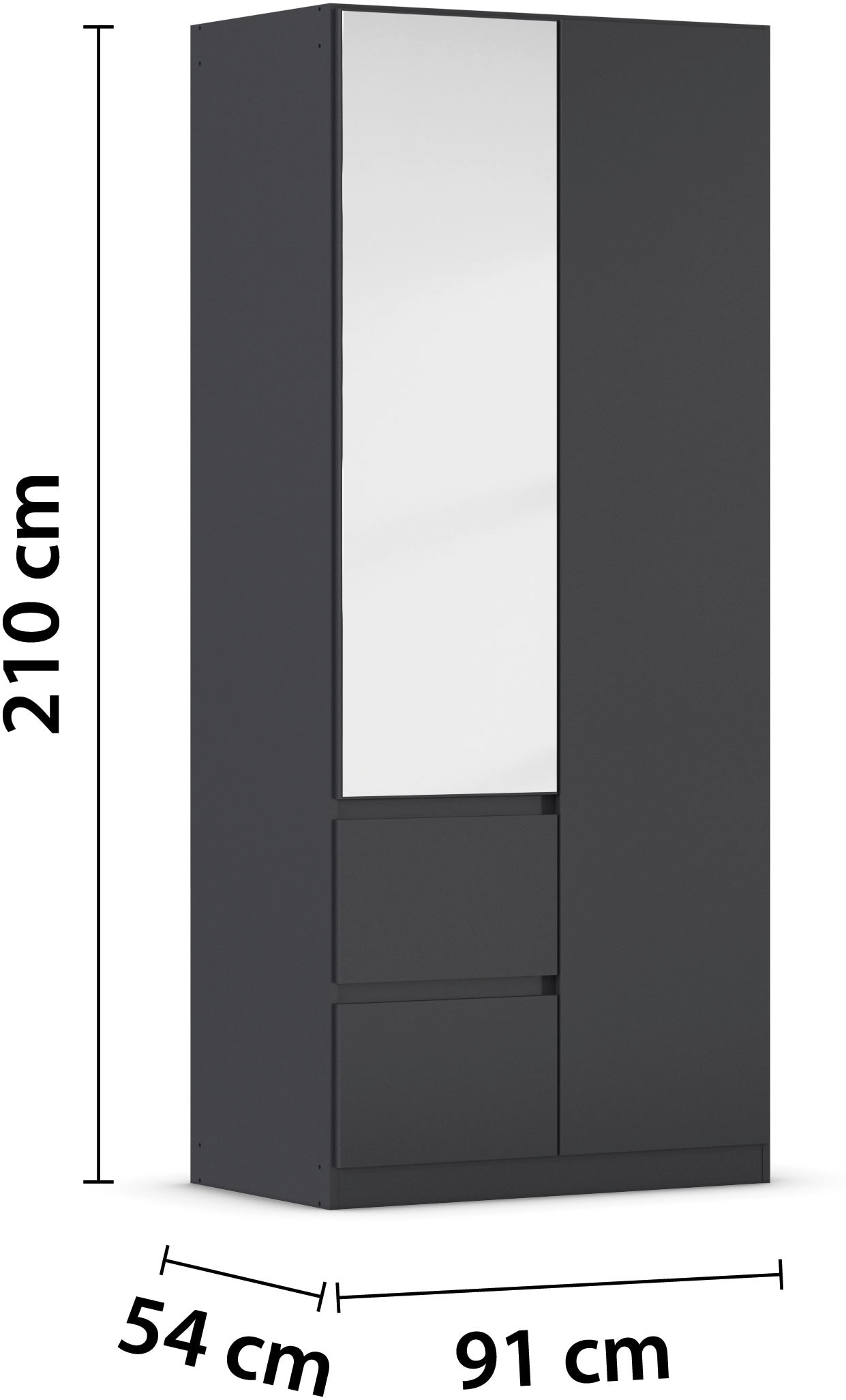 rauch Kleiderschrank »Schrank Garderobe MAINZ Breiten 91/136/181/226/271/315/360, Höhe 210cm« 3 verschiedene Ausstattungen BASIC/CLASSIC/PREMIUM (inkl. SOFT-CLOSE),  grifflose Front, Außentüren mit Push-to-Open Funktion MADE IN GERMANY