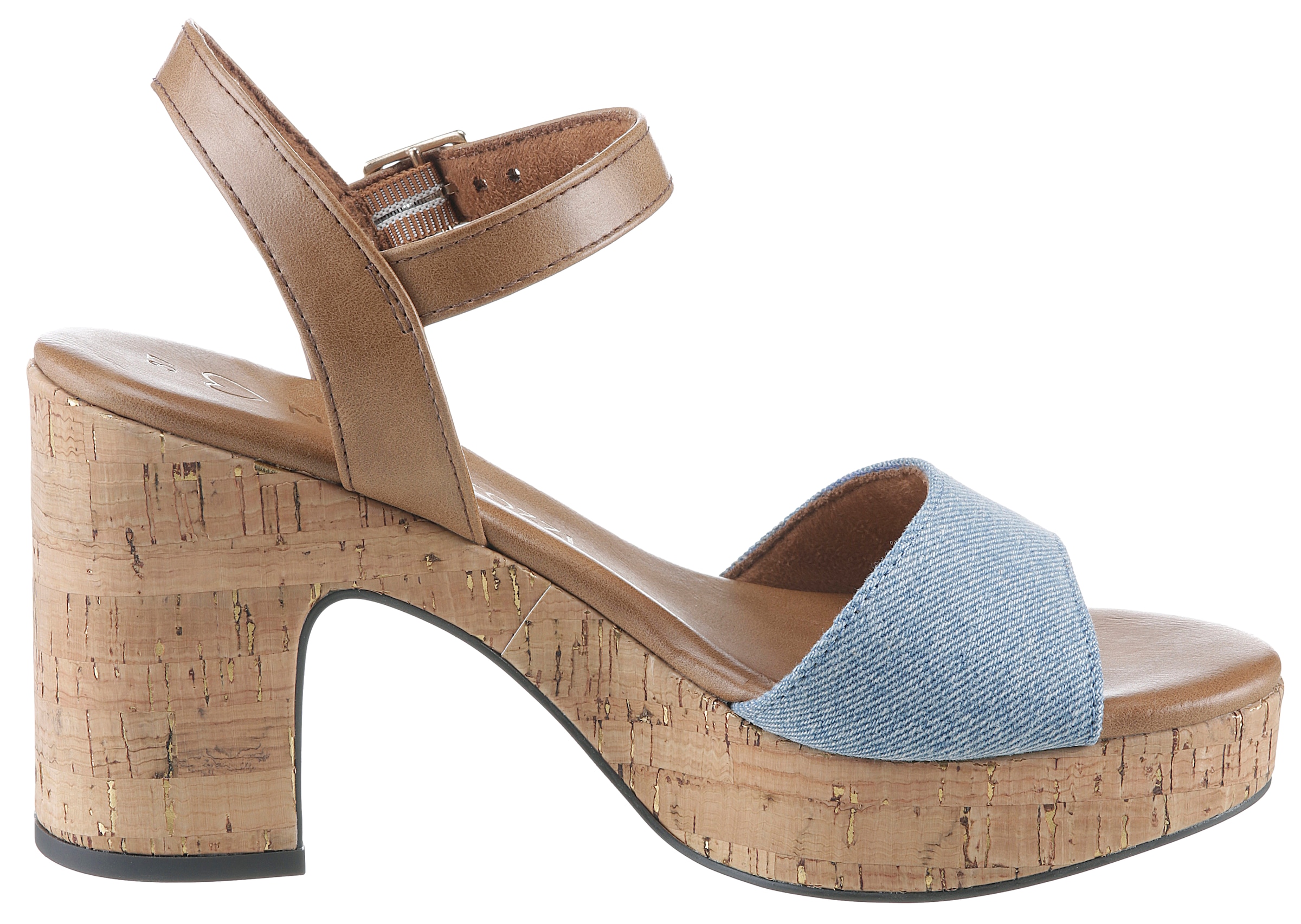 MARCO TOZZI Sandalette, Blockabsatz, Plateau, Riemchensandale mit verstellbarer Schnalle