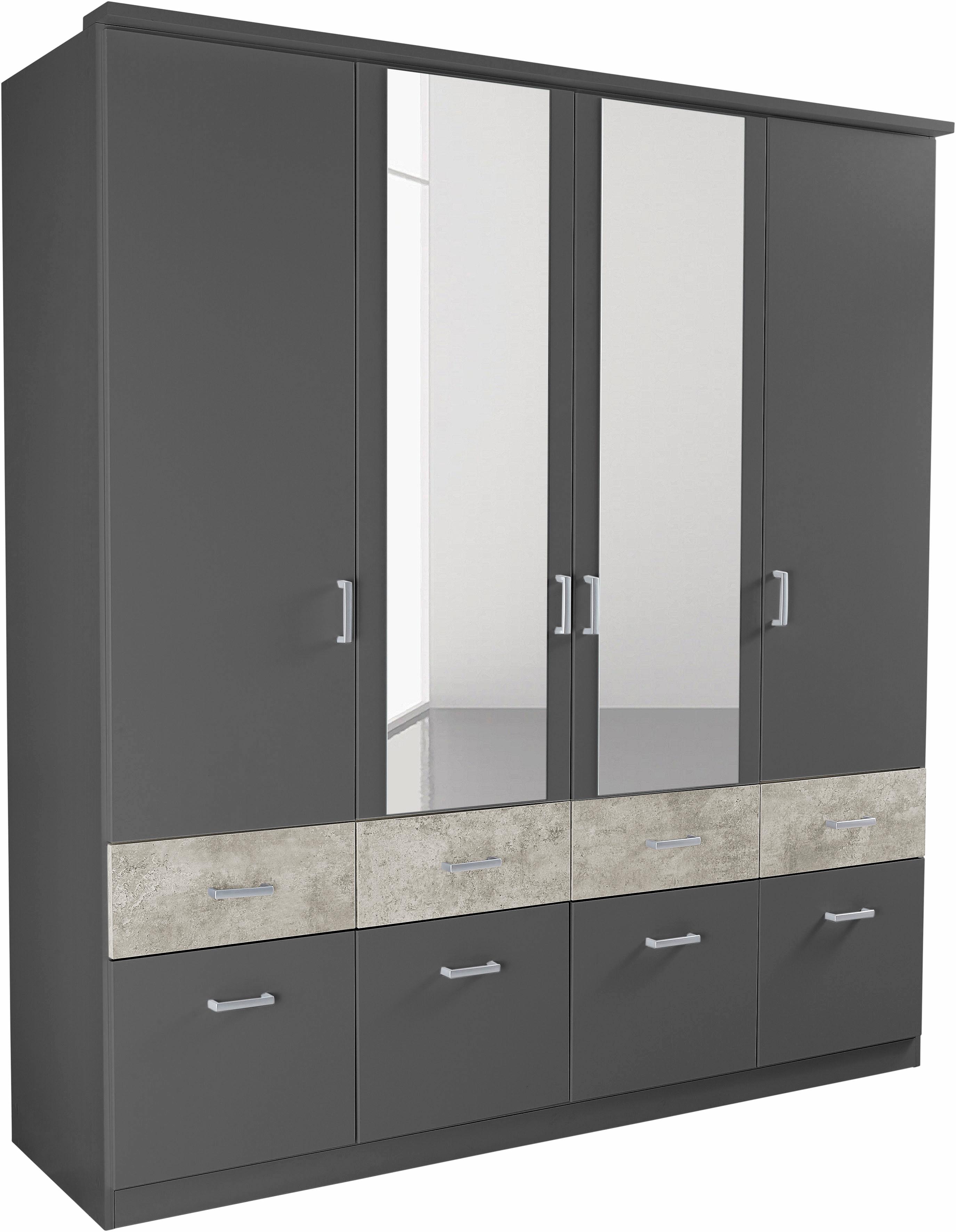 rauch Kleiderschrank "Kleiderschrank Schrank Garderobe deckenhoher Schrank BREMEN" optional mit Spiegel, Breiten: 91/136/181 cm, Höhe: 199 cm, in vielen Farbvariationen, inkl. Kranzblende MADE IN GERMANY