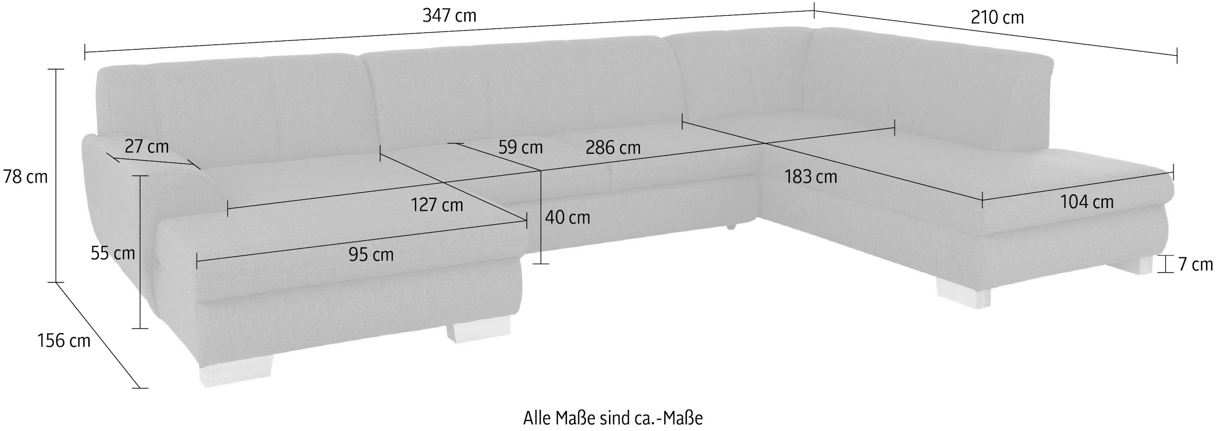 Home affaire Wohnlandschaft »Nika U-Form«, Wohnlandschaft, MELROSE®/Struktur oder Struktur fein