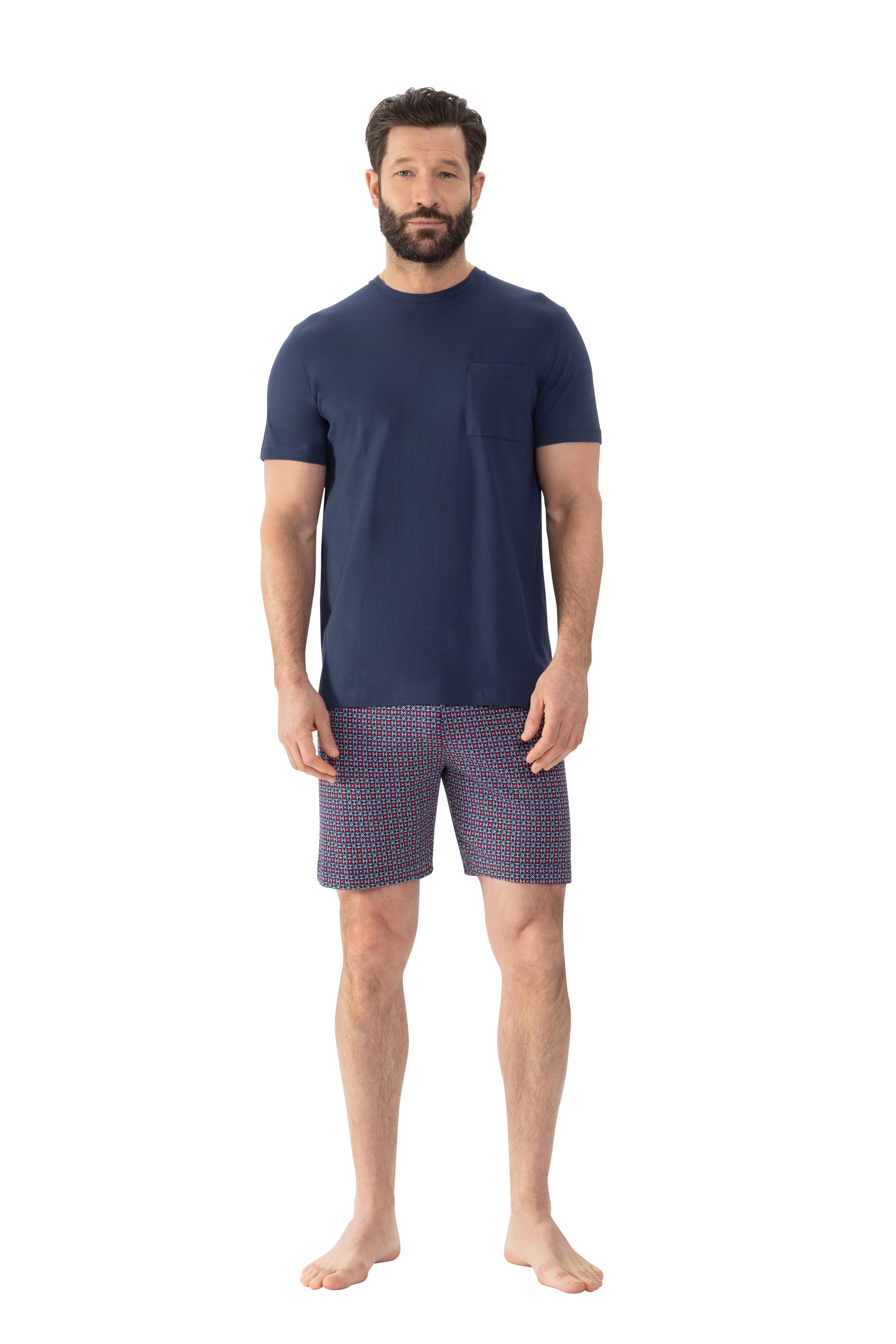 Mey Shorty "Red Tile", 2 Stk. Brusttasche, kurzärmelig, Hose gemustert, Obe günstig online kaufen