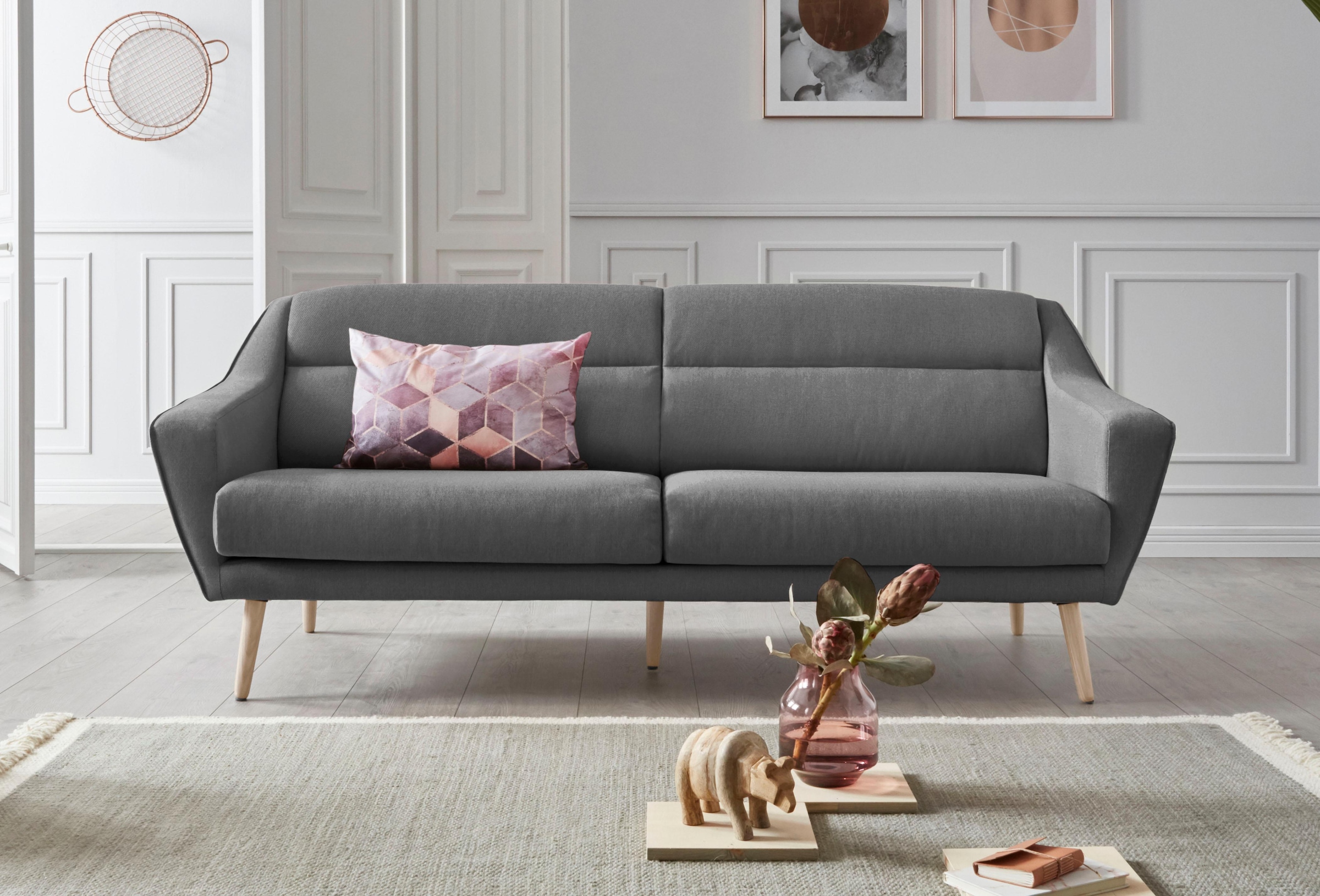 OTTO home 3-Sitzer "Bille" mit Naht im Rückenkissen und Eiche-Beinen, Desig günstig online kaufen