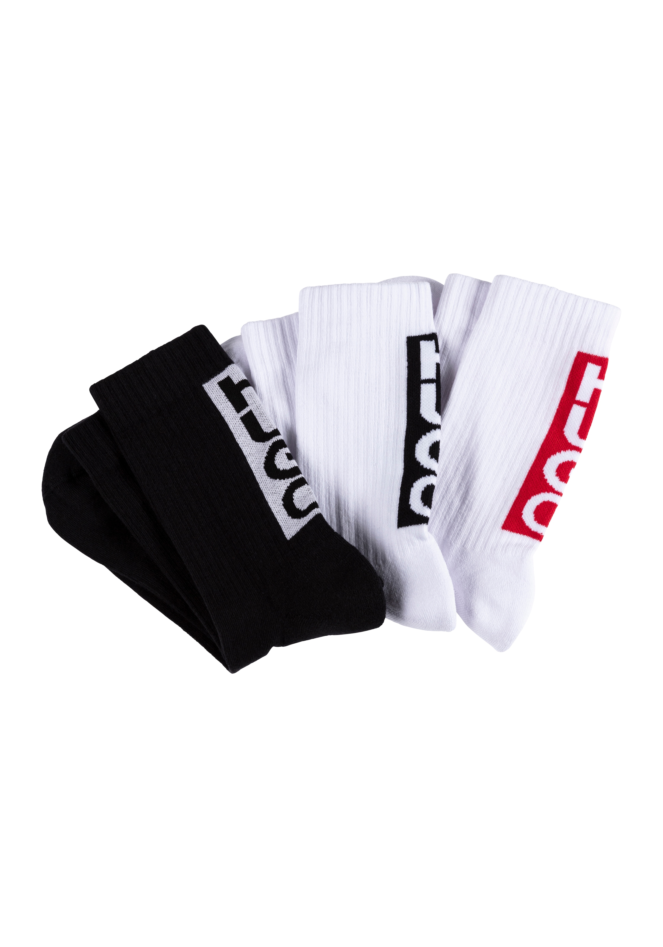 HUGO Underwear Freizeitsocken "3P QS BACK LABEL CC" Packung, 3 Stk. tlg. mit kontrastfarbenen Logoschriftzug