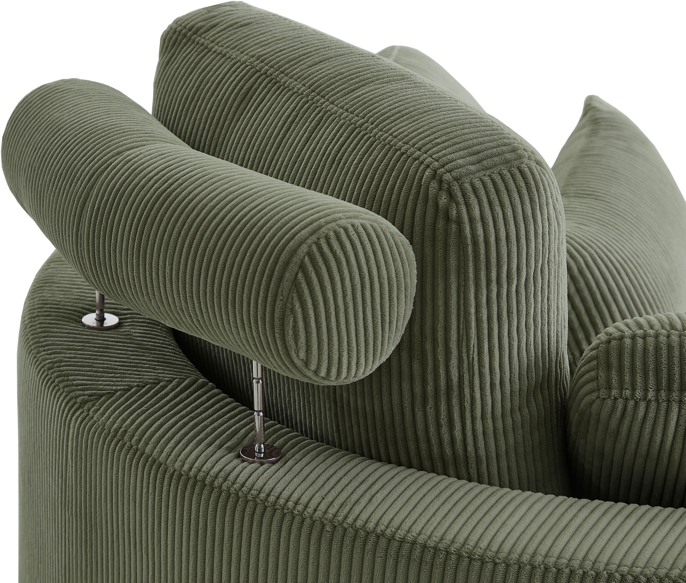 ATLANTIC home collection Loveseat »Ravi«, XXL- Sessel, inklusive Stauraumhocker, Rückenkissen, drei Zierkissen