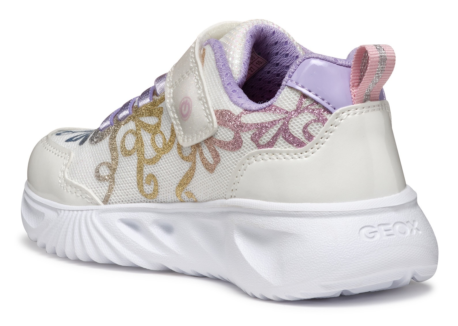 Thumbnail - Geox Sneaker "J ASSISTER GIRL Blinkschuh", Klettschuh mit bunt glitzerndem Schleifchen Muster und Blinkfunktion