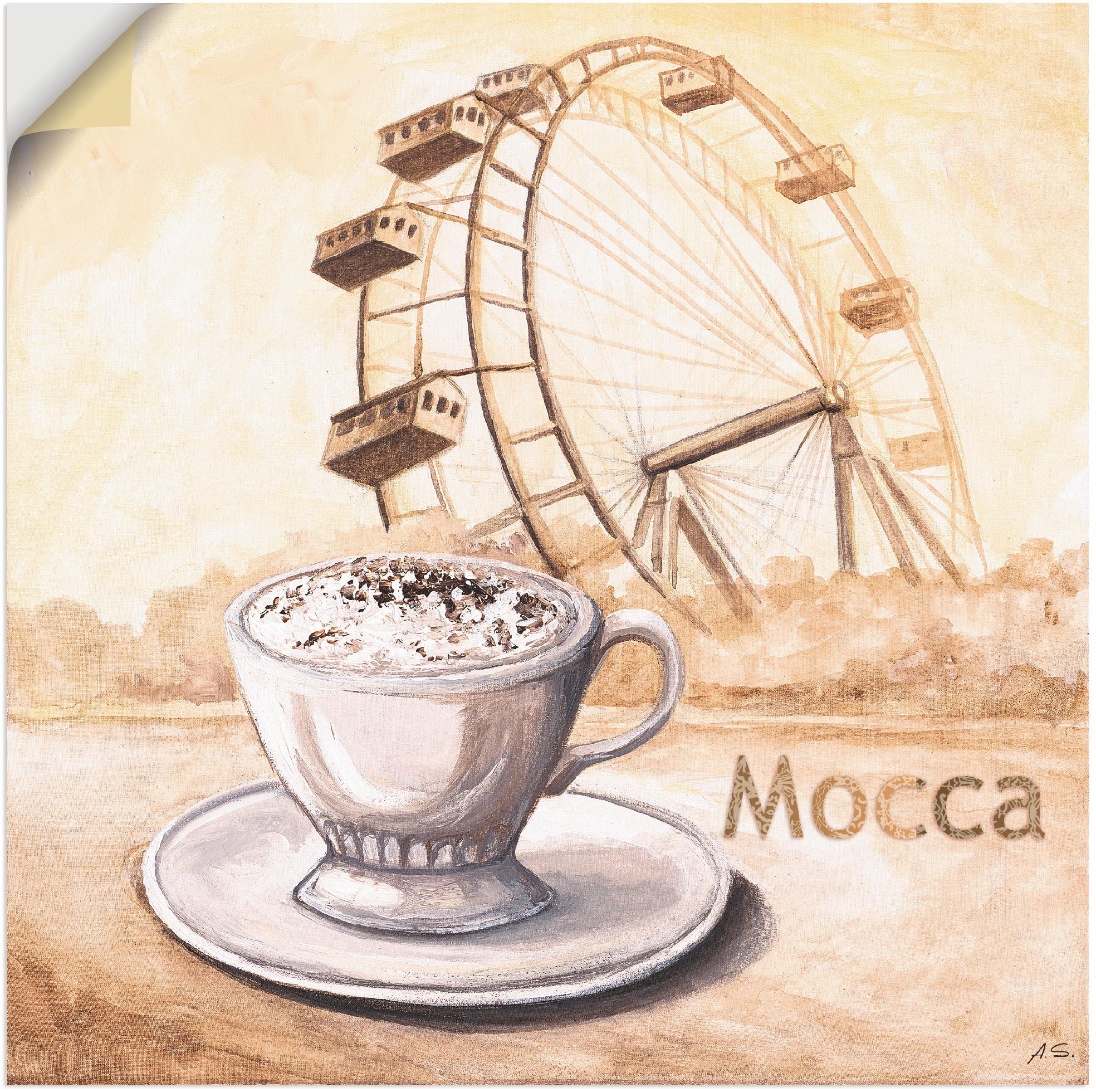 Wandbild »Mocca in Wien«, Kaffee Bilder, (1 St.), als Leinwandbild, Wandaufkleber in...