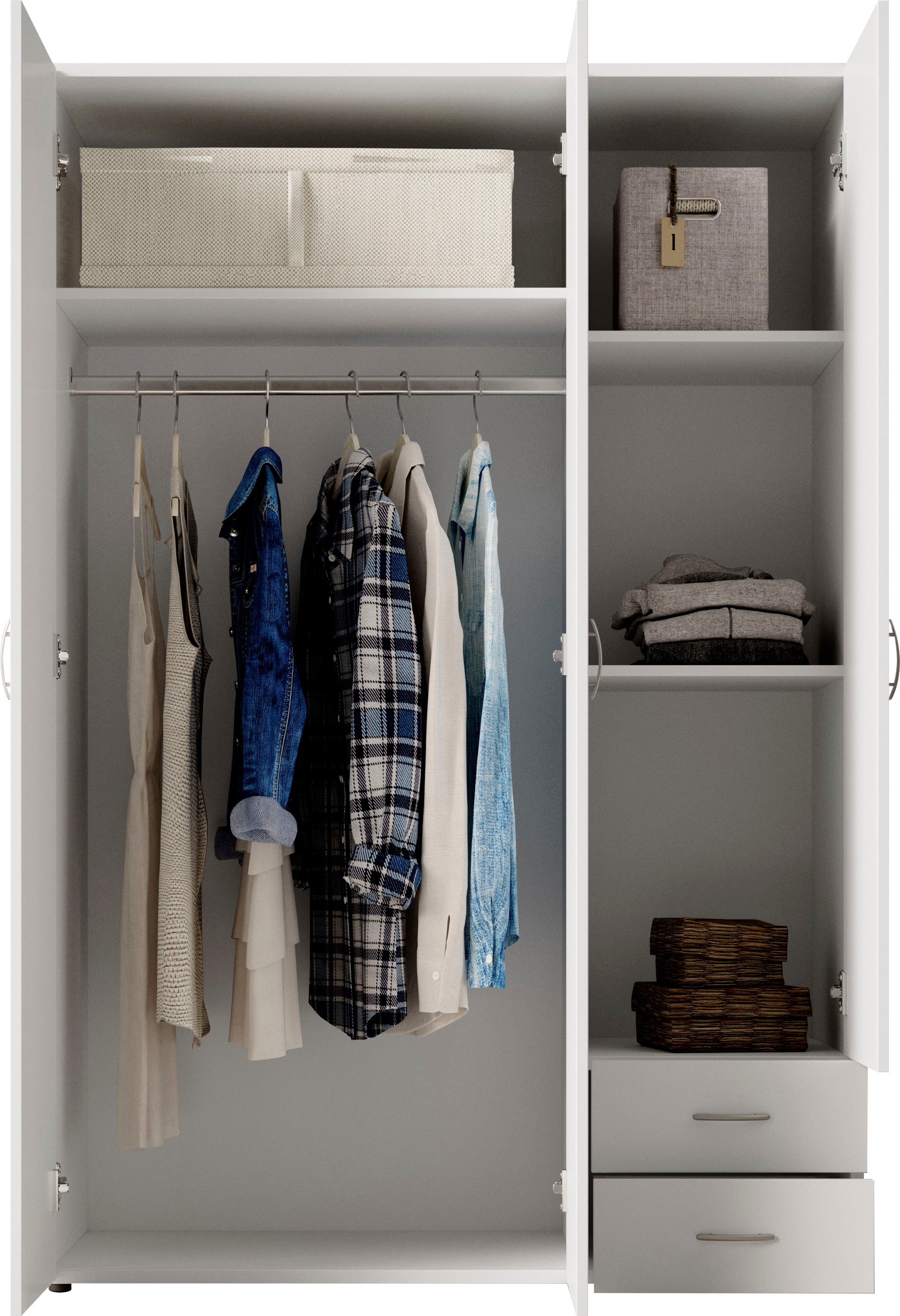 Schlafkontor Drehtürenschrank »Base Kleiderschrank Joe Garderobe Hochschrank Wäscheschrank«, Bega Schrank Schlafzimmer Bestseller in 3 Breiten und 2 Farben