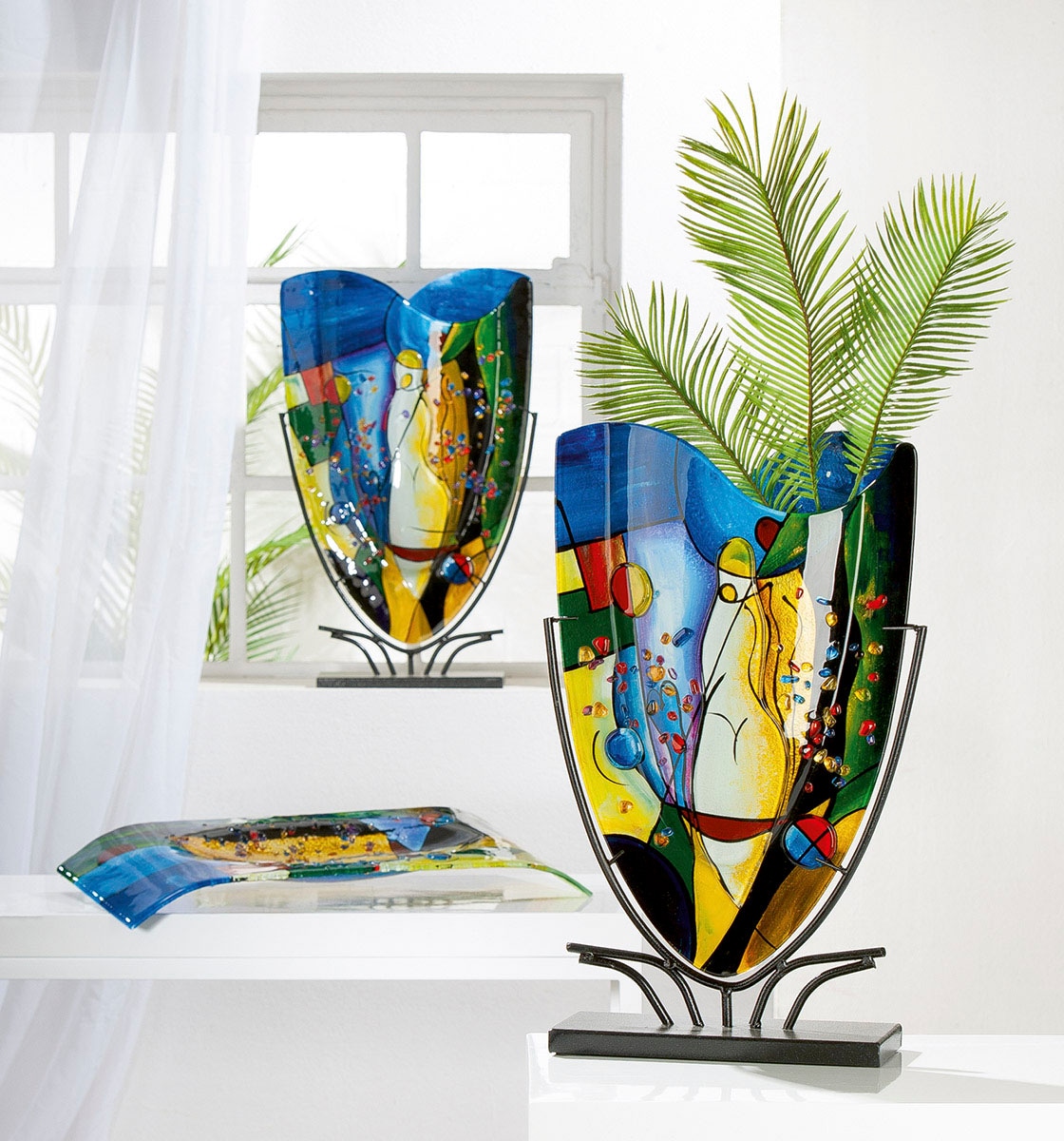 Casablanca by Gilde Tischvase »Magic, Dekovase«, (1 St.), Vase aus Glas, mit schwarzem Metallfuß
