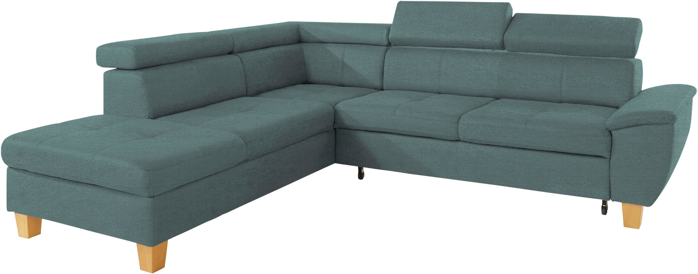exxpo - sofa fashion Ecksofa »Enya, aufwendige Detailverarbeitung, hoher Sitzkomfort, bequem, L-Form«, mit Kopfteilverstellung, wahlweise Bettfunktion u. Bettkasten