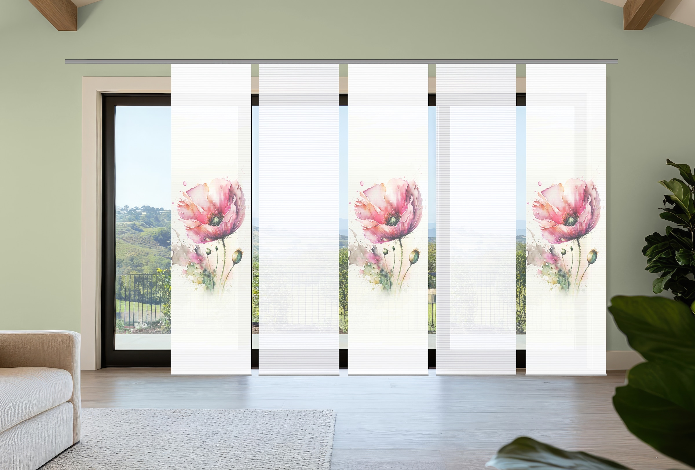 HOME in green Schiebegardine "MELIORA" Paneelwagen 5 Stk. tlg. Bambusoptik, günstig online kaufen