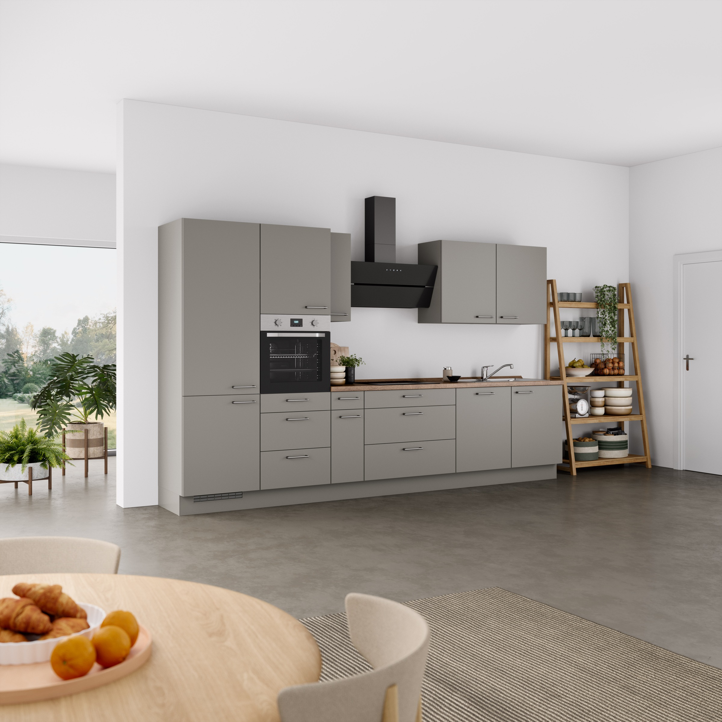 nobilia® Küchenzeile »"Laser II"«, vormontiert, Ausrichtung wählbar, Breite 360 cm, wahlw. mit E-Geräten