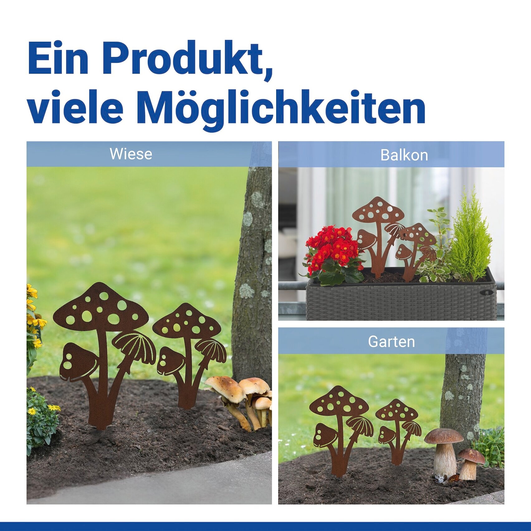 Maximex Gartenstecker »Pilz« Gartendekoration, wetterbeständig, Edelrost-Effekt mit feiner Patina