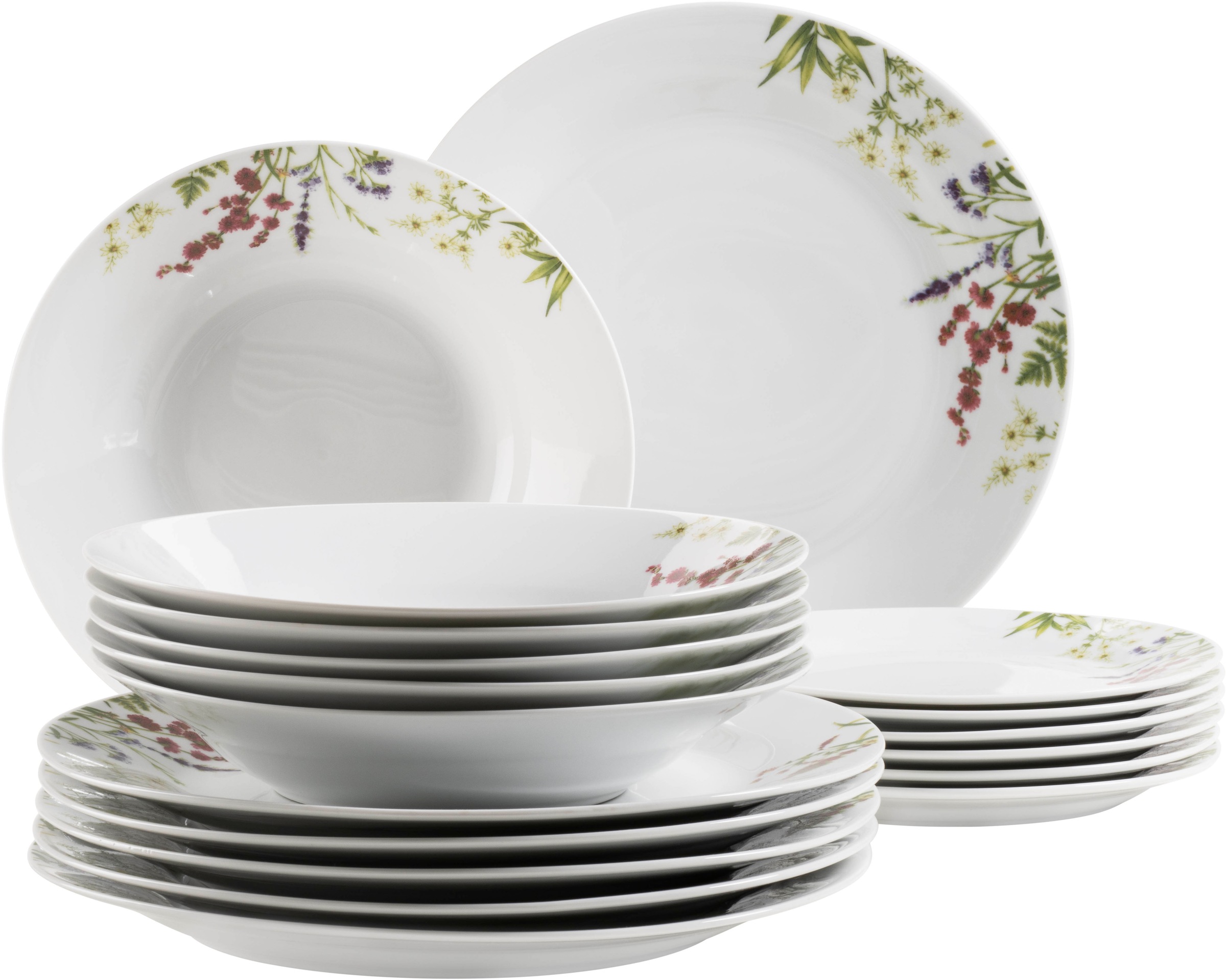 Mäser Weiß Teller-Set "Herbal Garden Geschirr-Set Porzellan" Teller Set von Baur
