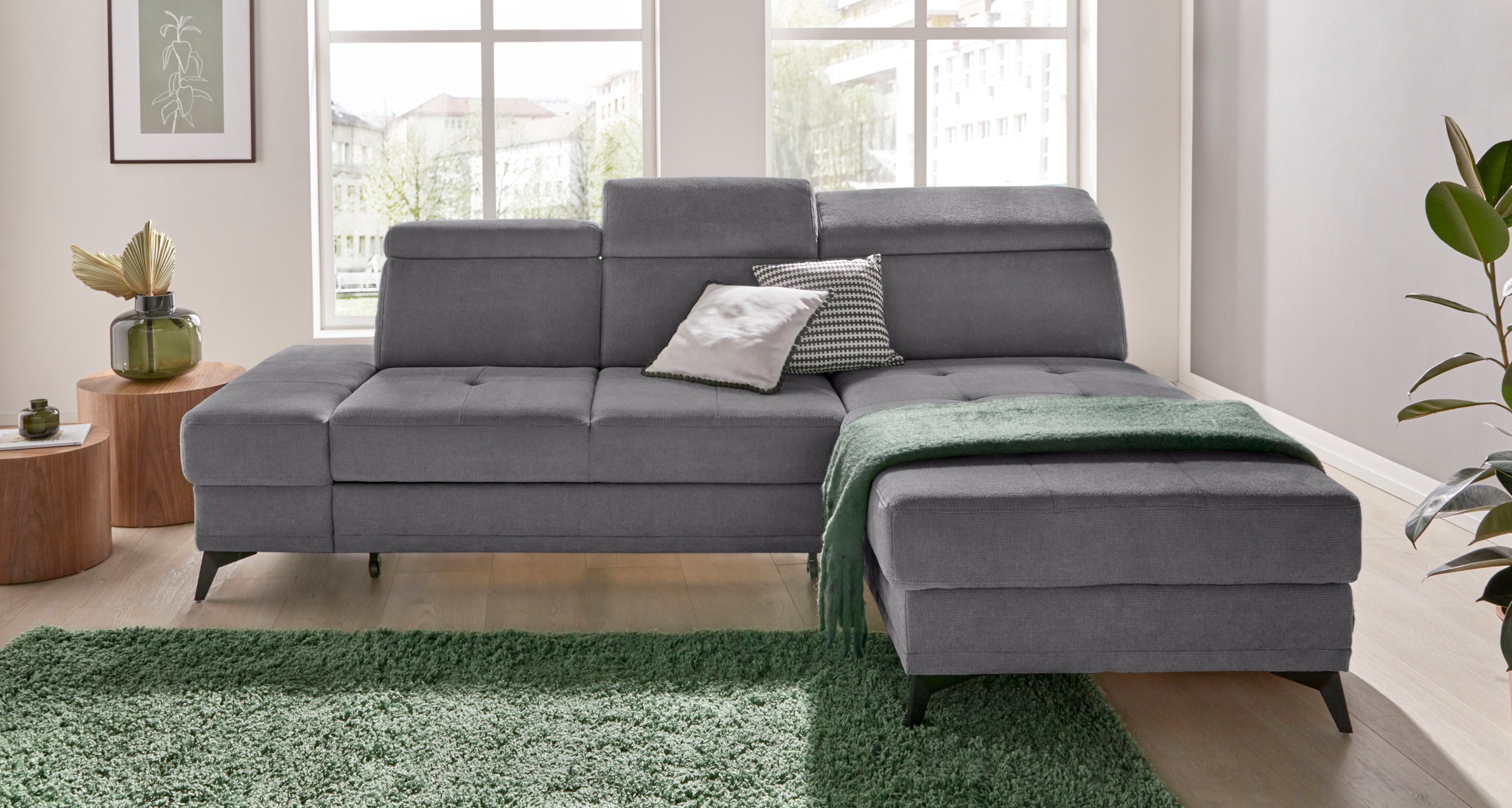 Home affaire Ecksofa "Cardiz L-Form" inkl.Kopfteilverstellung und Federkern günstig online kaufen