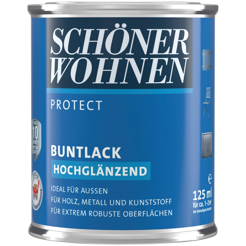 SCHÖNER WOHNEN FARBE Lack »Protect«, 125 ml, erdbraun, hochglänzend, ideal für außen