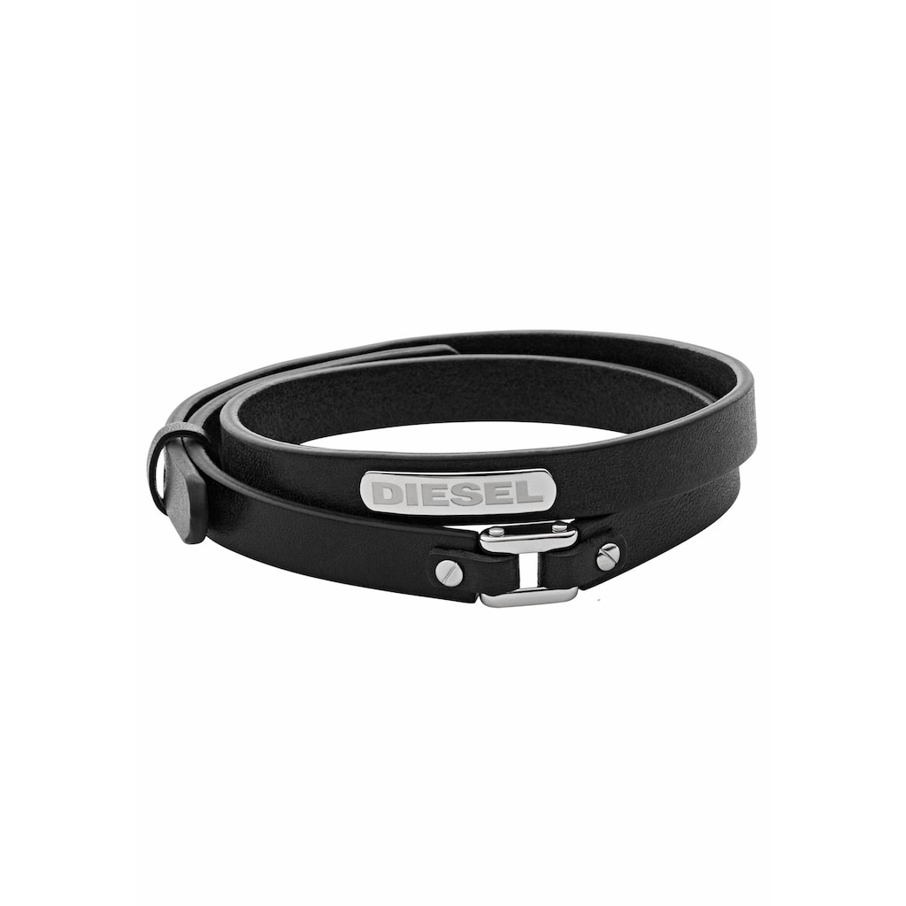 Diesel Armband »Schmuck Edelstahl Lederarmband Wickelarmband STACKED«