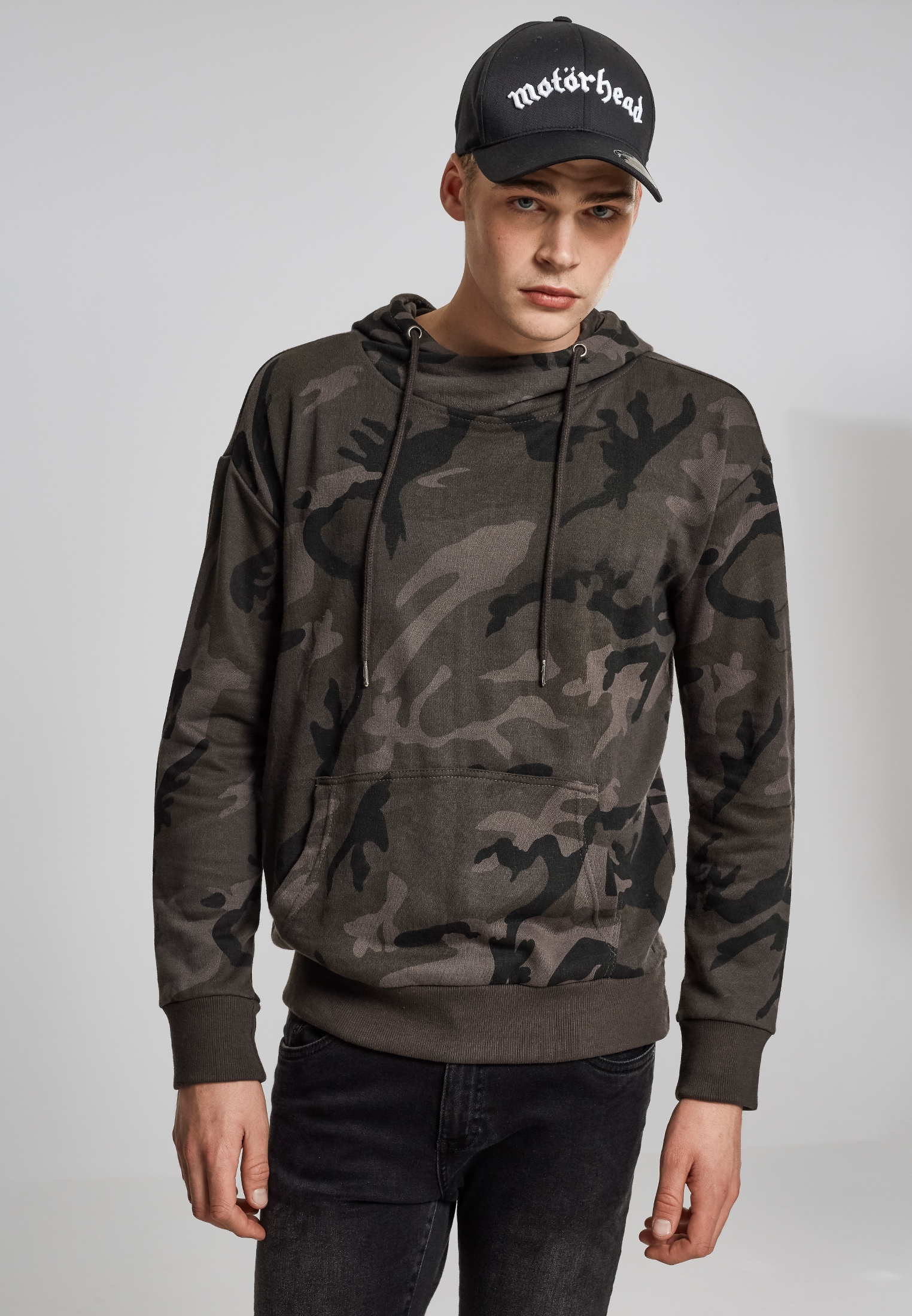 URBAN CLASSICS Kapuzensweatshirt "Urban Classics Herren High Neck Camo Hood günstig online kaufen