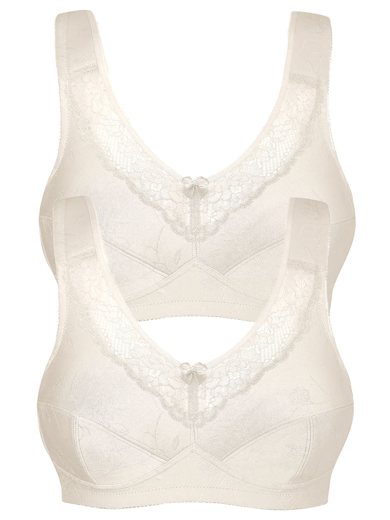 SUSA Damen Entlastungs-BH "2er Pack Entlastungs BH ohne Bügel Basic", Gr. 100, beige, Obermaterial: 55% Polyamid PA. 39% Baumwolle CO. 6% Elasthan