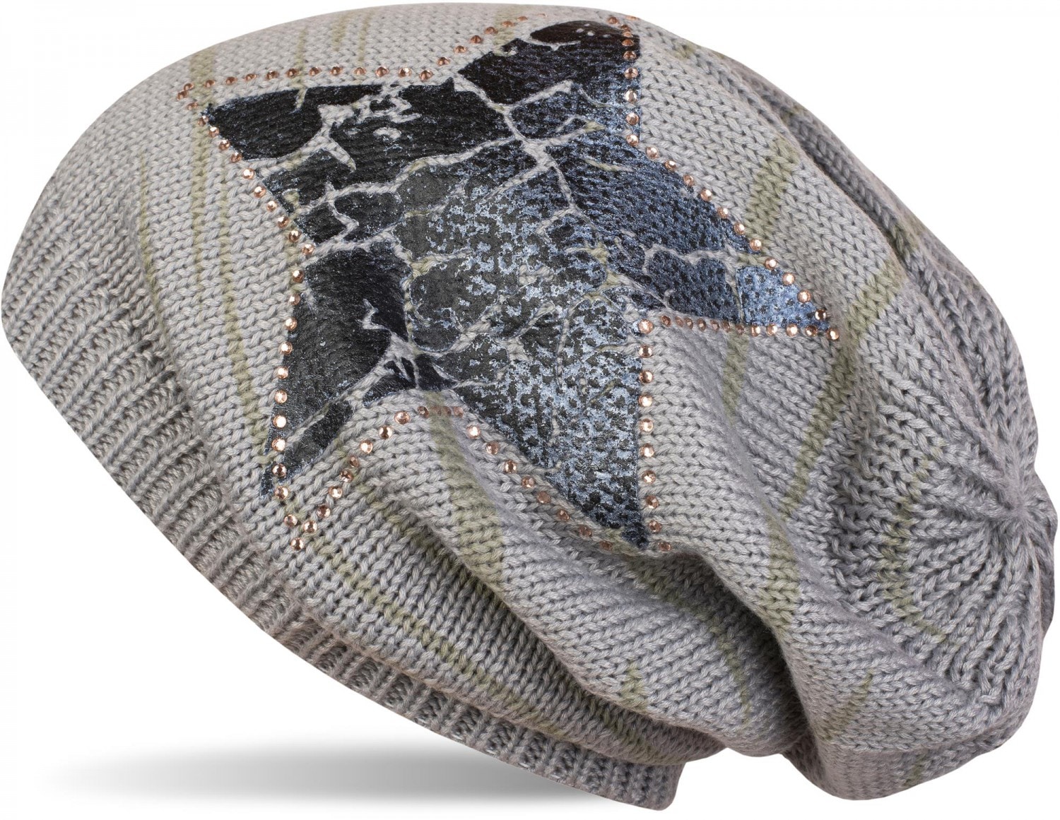 styleBREAKER Strickmütze "Feinstrick Beanie mit Stern und Strass" 1 Stk.