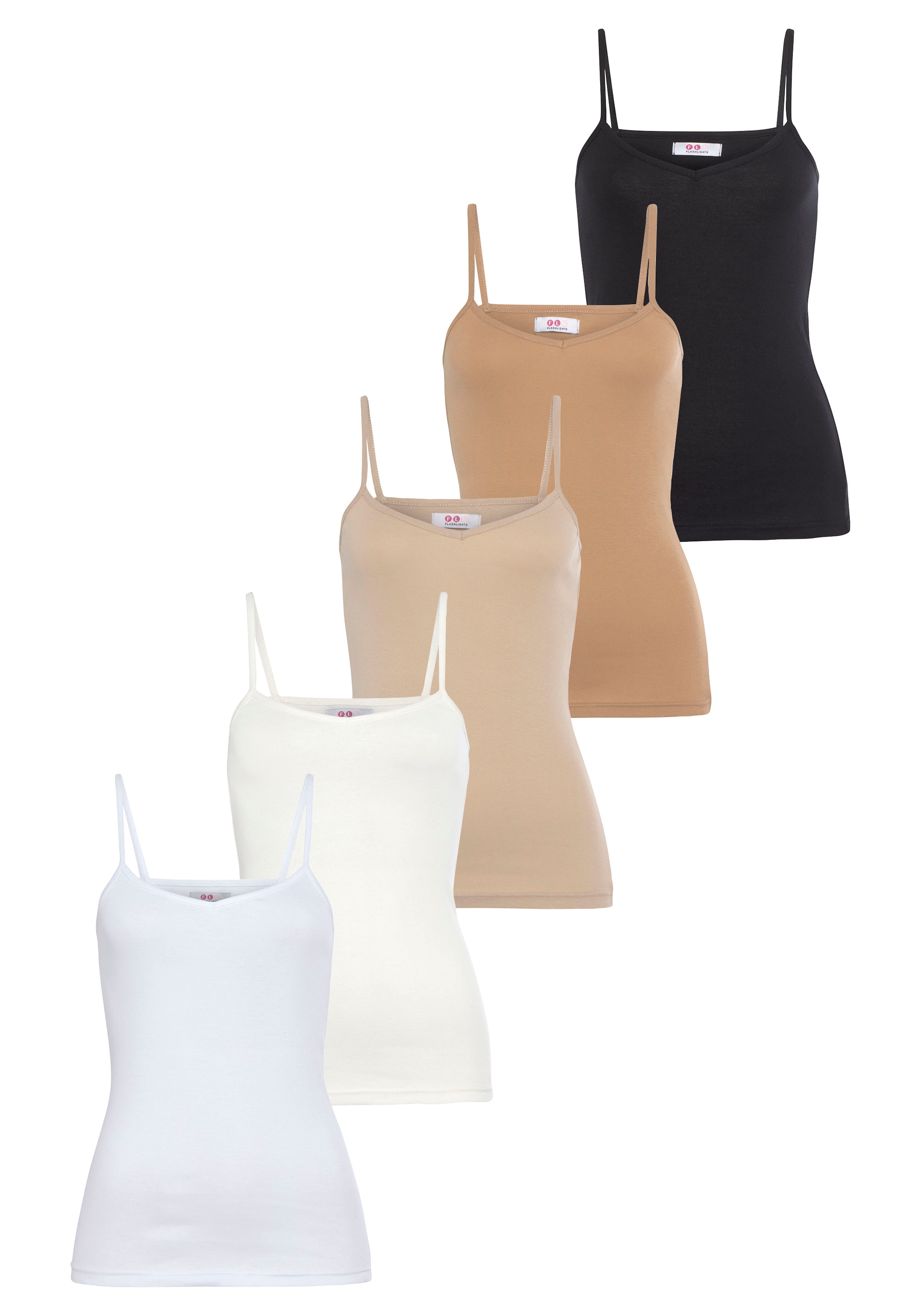 FLASHLIGHTS Damen Spaghettitop, weiß, Basic, Gr. 44, clean, unifarben, Feinripp, Obermaterial: 100% Baumwolle, Tops, - die braucht man immer