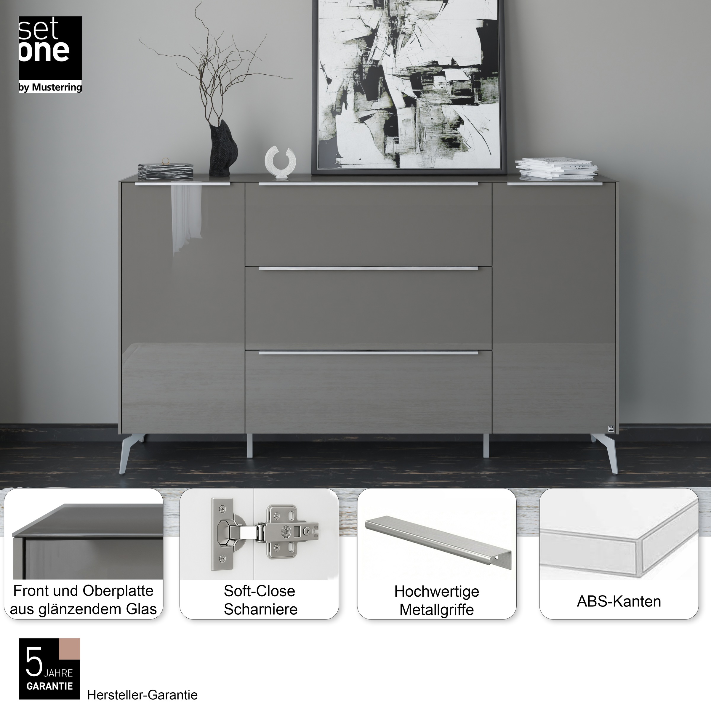 Thumbnail - set one by Musterring Sideboard "Reno" 1 Stk. tlg. Mit Winkelfuß in diversen Farben, 109 cm Höhe & Farbauswahl